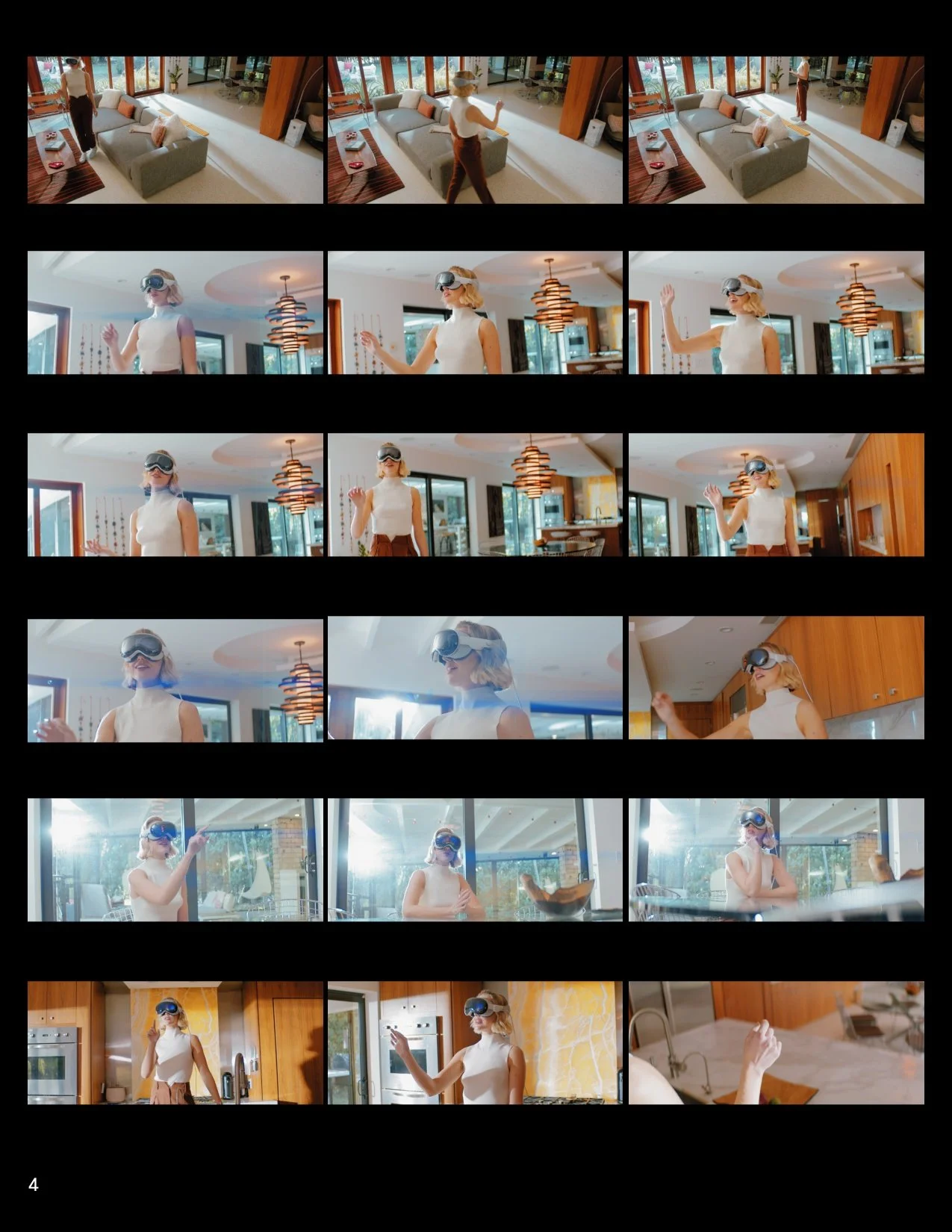 3D spatial video commercial directed by ST Davis for Cisco Webex on Apple Vision Pro — talent navigating rooms in a contemporary home with natural light