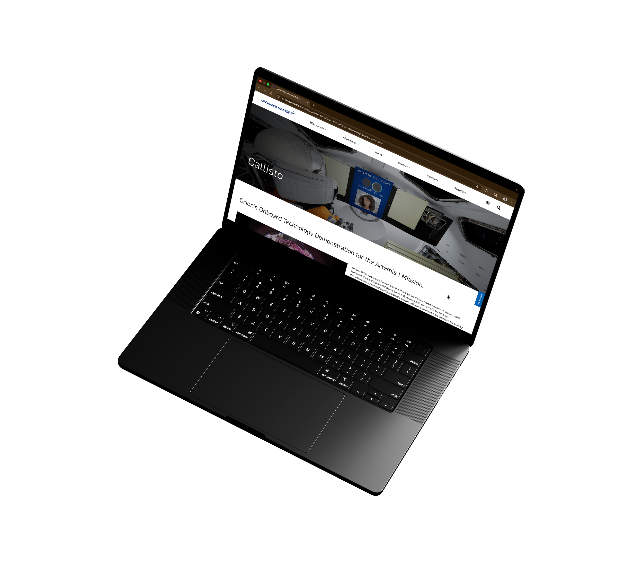 Image by ST Davis selected by Lockheed Martin for the Callisto technology demonstration on NASA's Artemis I mission — Webex interface shown on the Callisto payload webpage`