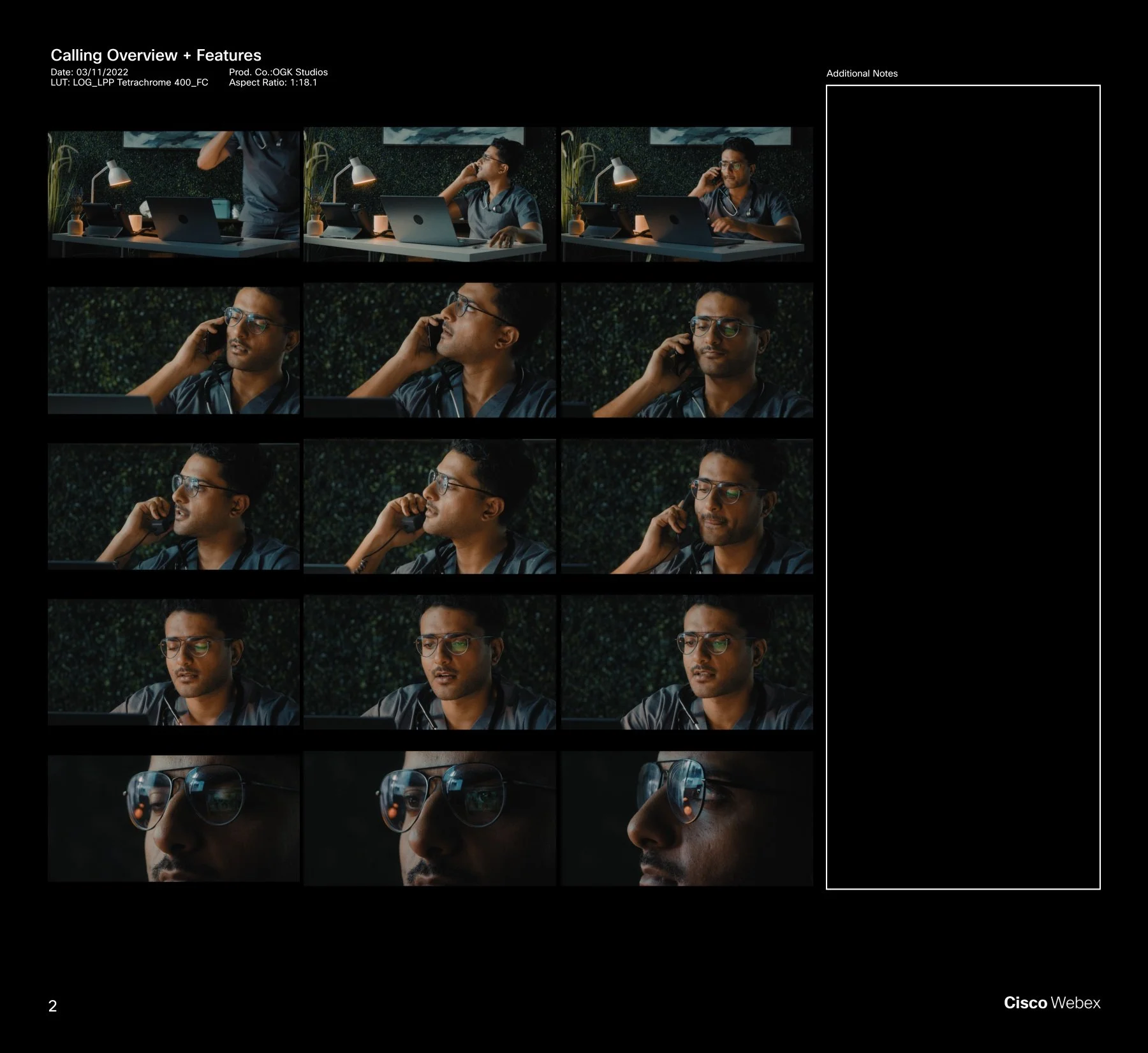 Commercial video direction by ST Davis for Cisco Webex — multi-angle portrait work with reflections, shallow depth of field, and intimate close-ups