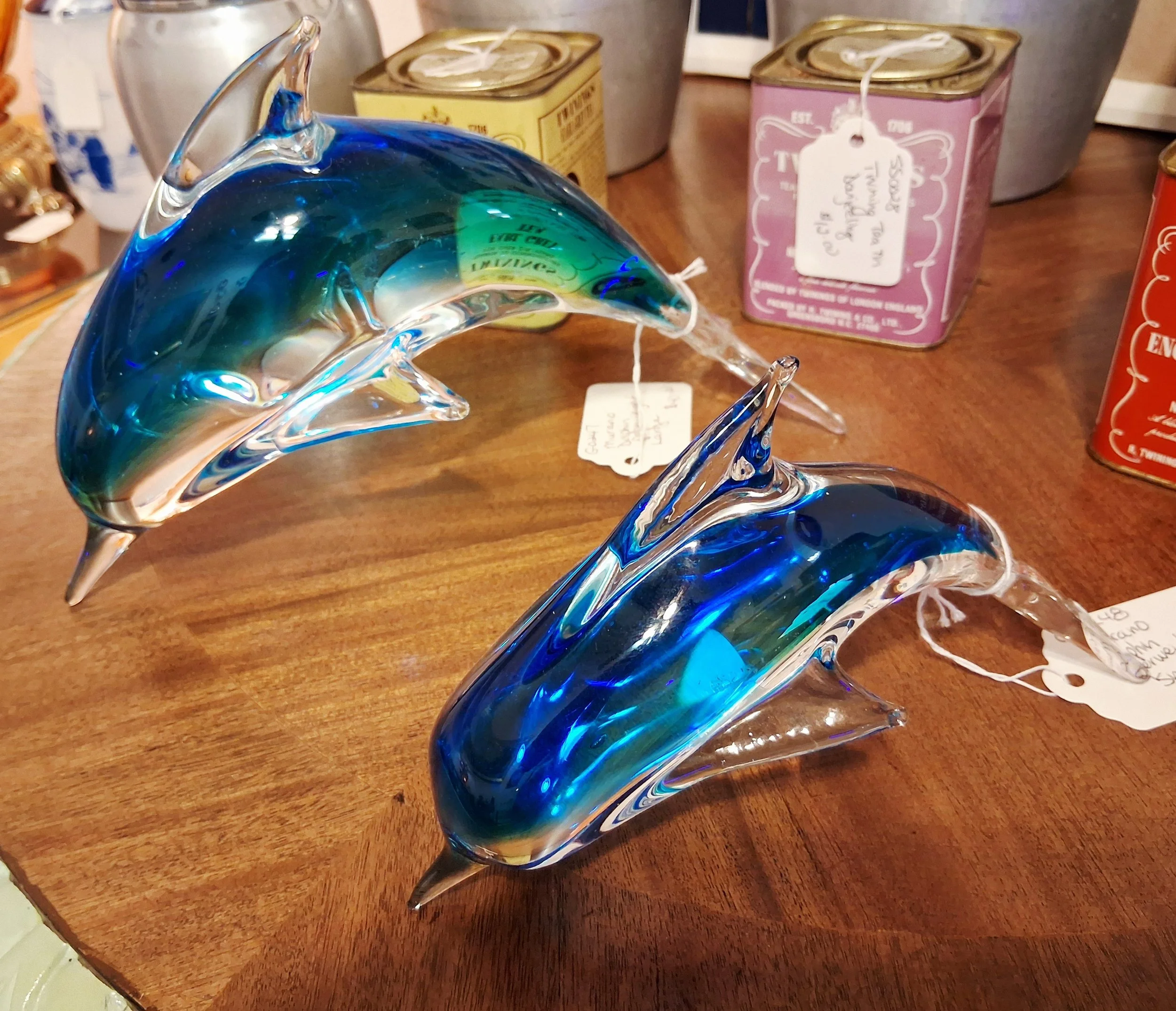 Murano Dolphin Paperweights - Large and Small
