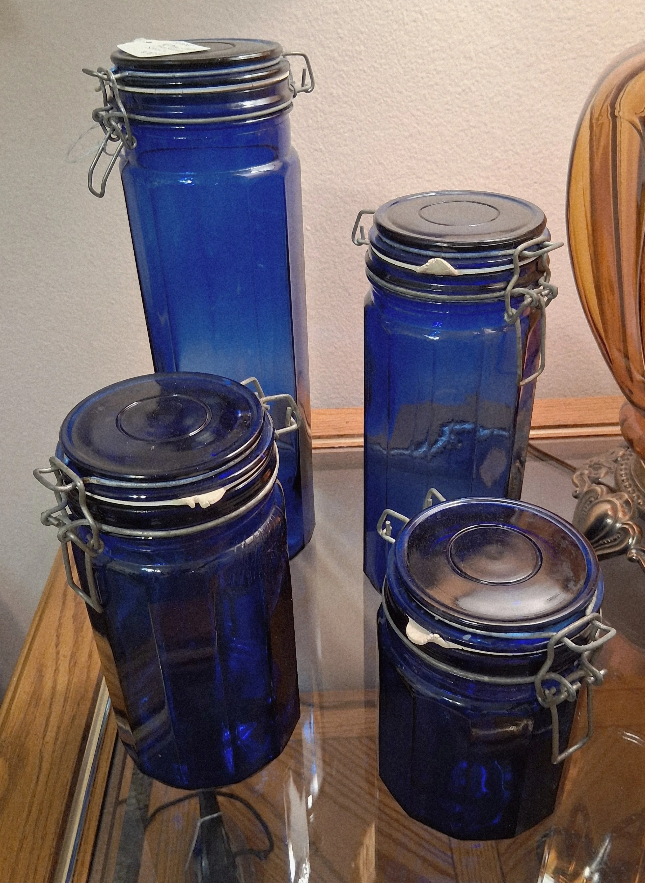 Vintage Cobalt Blue Canister Set