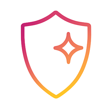 Illustration of a red shield with a star-shaped sparkle in the center.