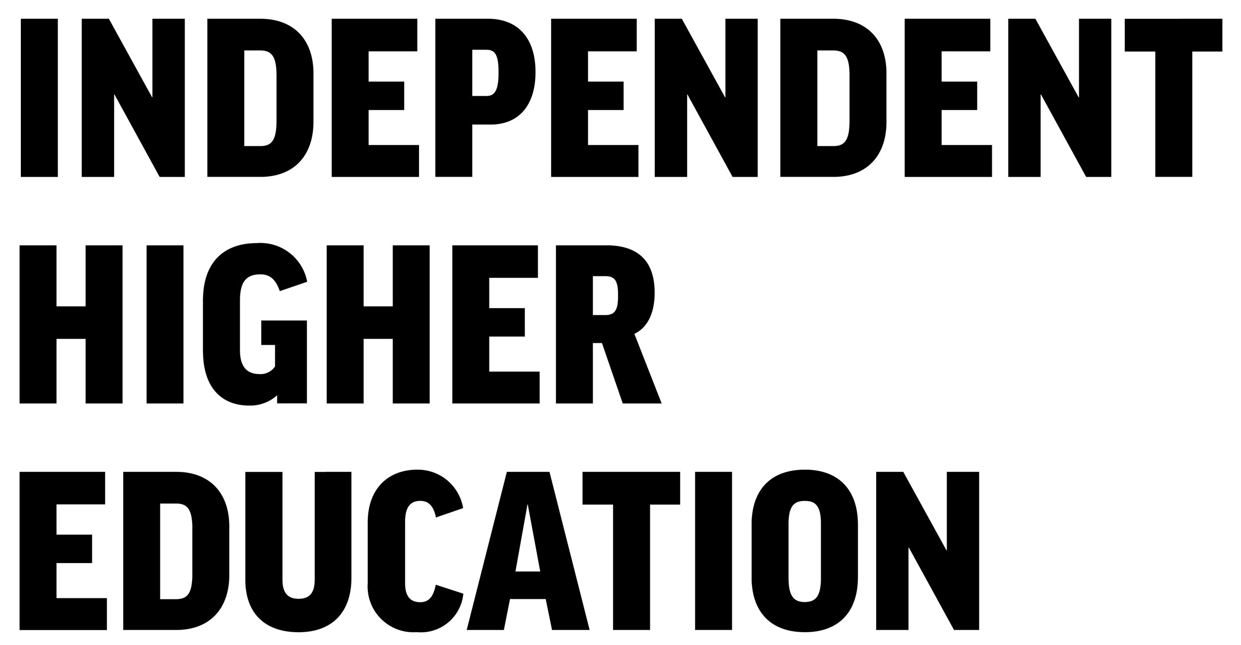 Text graphic in black capital letters that says "INDEPENDENT HIGHER EDUCATION" on a white background.