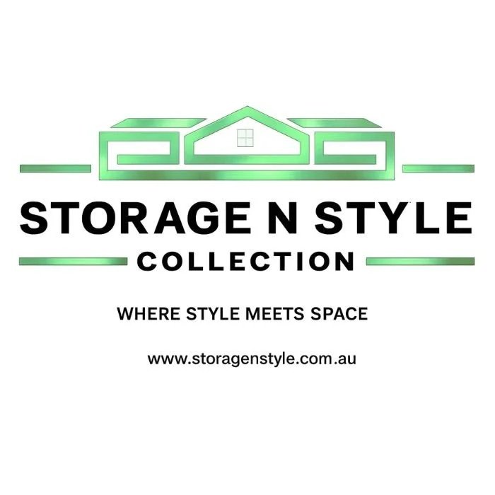 Logo for Storage N Style Collection featuring a stylized green house outline, with the company name in bold black letters and the tagline 'Where Style Meets Space', including website URL.