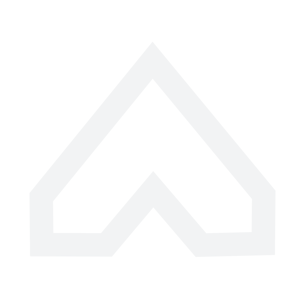 Black outlined arrow pointing upward inside a black outline of a house shape.