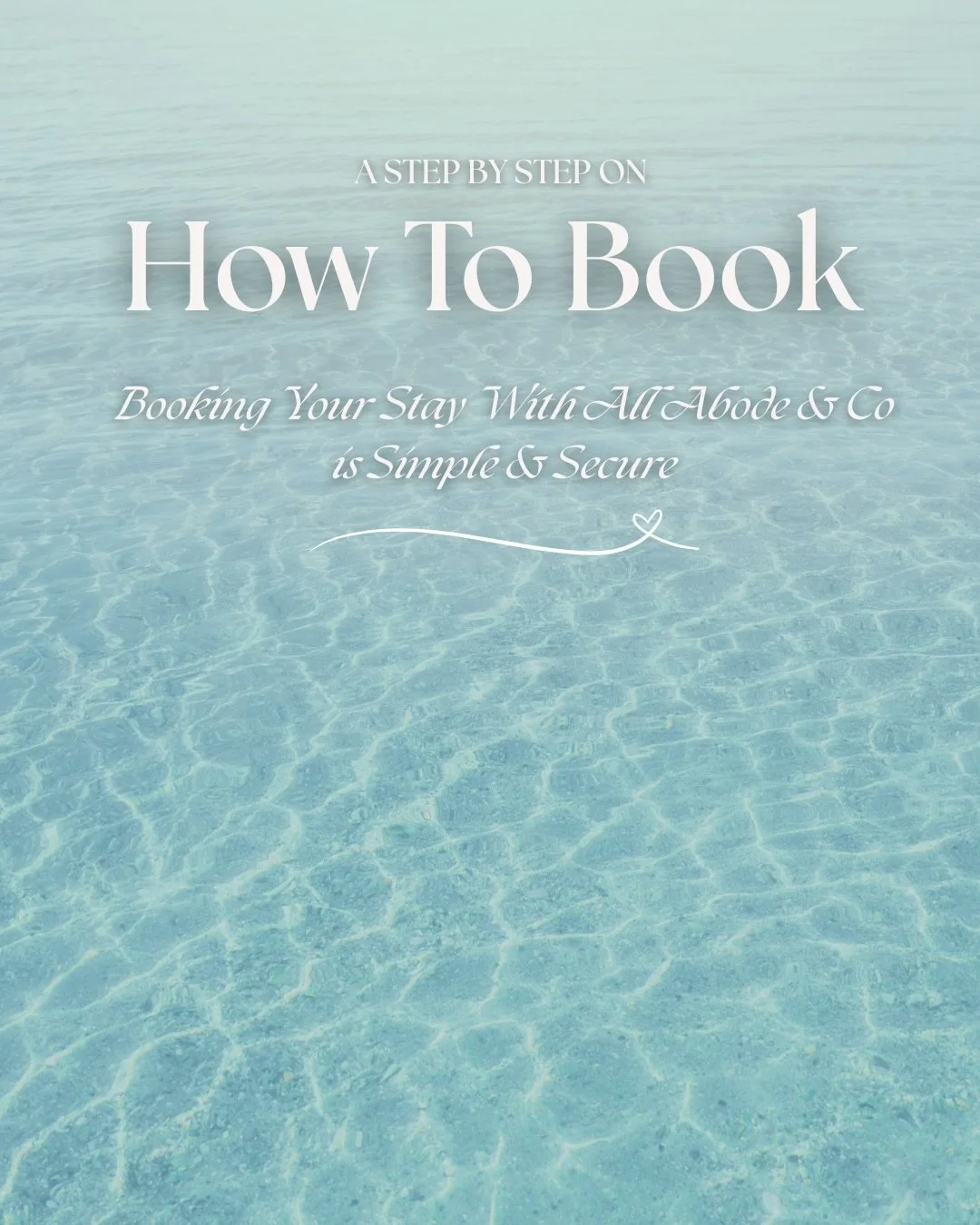 ✨ HOW TO BOOK YOUR STAY ✨

Booking your next coastal escape with All Abode &amp; Co is simple, seamless and secure.

Browse our beautiful homes, choose your dates, and book instantly through our direct booking site, giving you the best rates and a sm