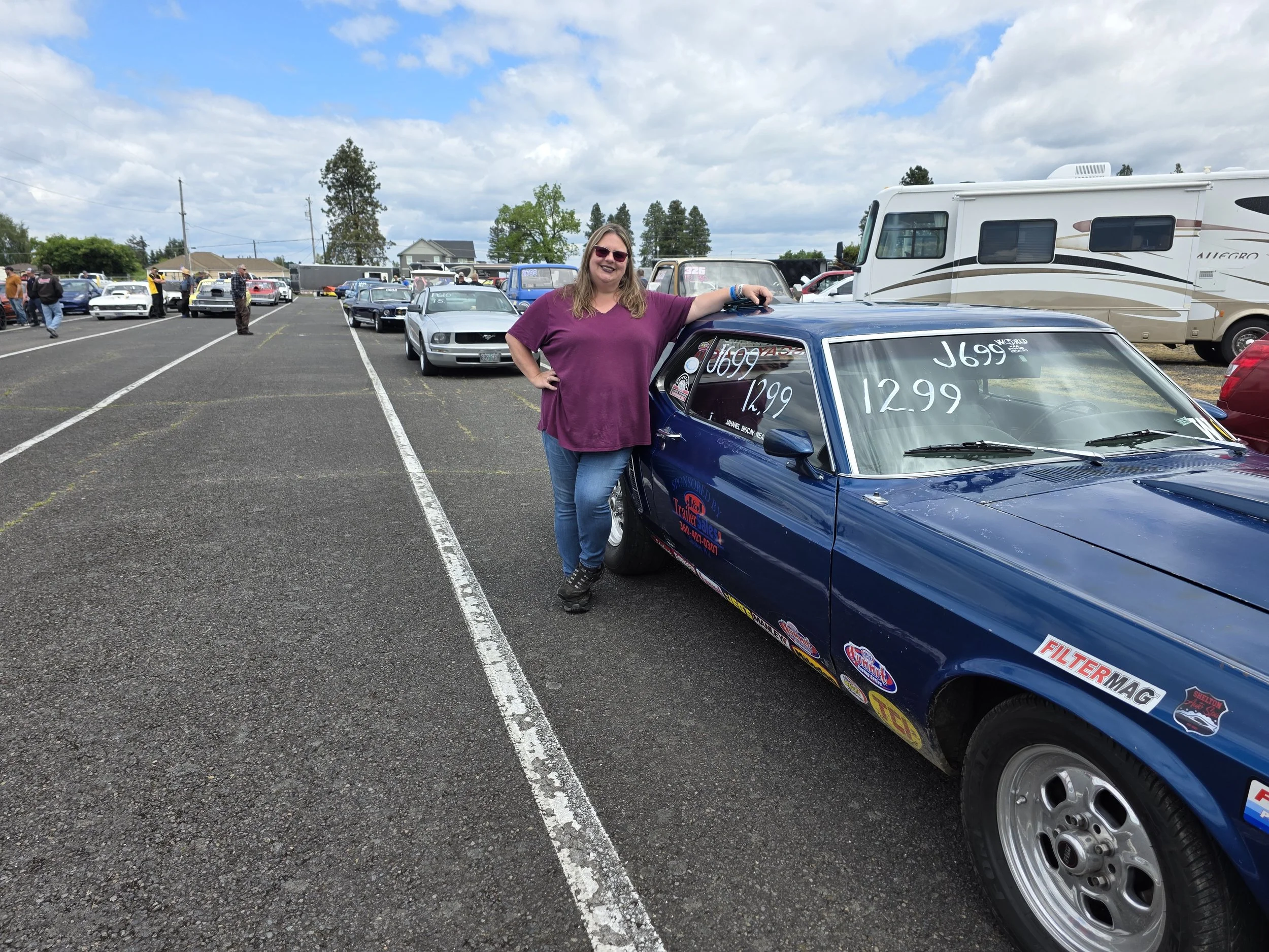 Jahanel and her Mustang at Woodburn Dragstrip
