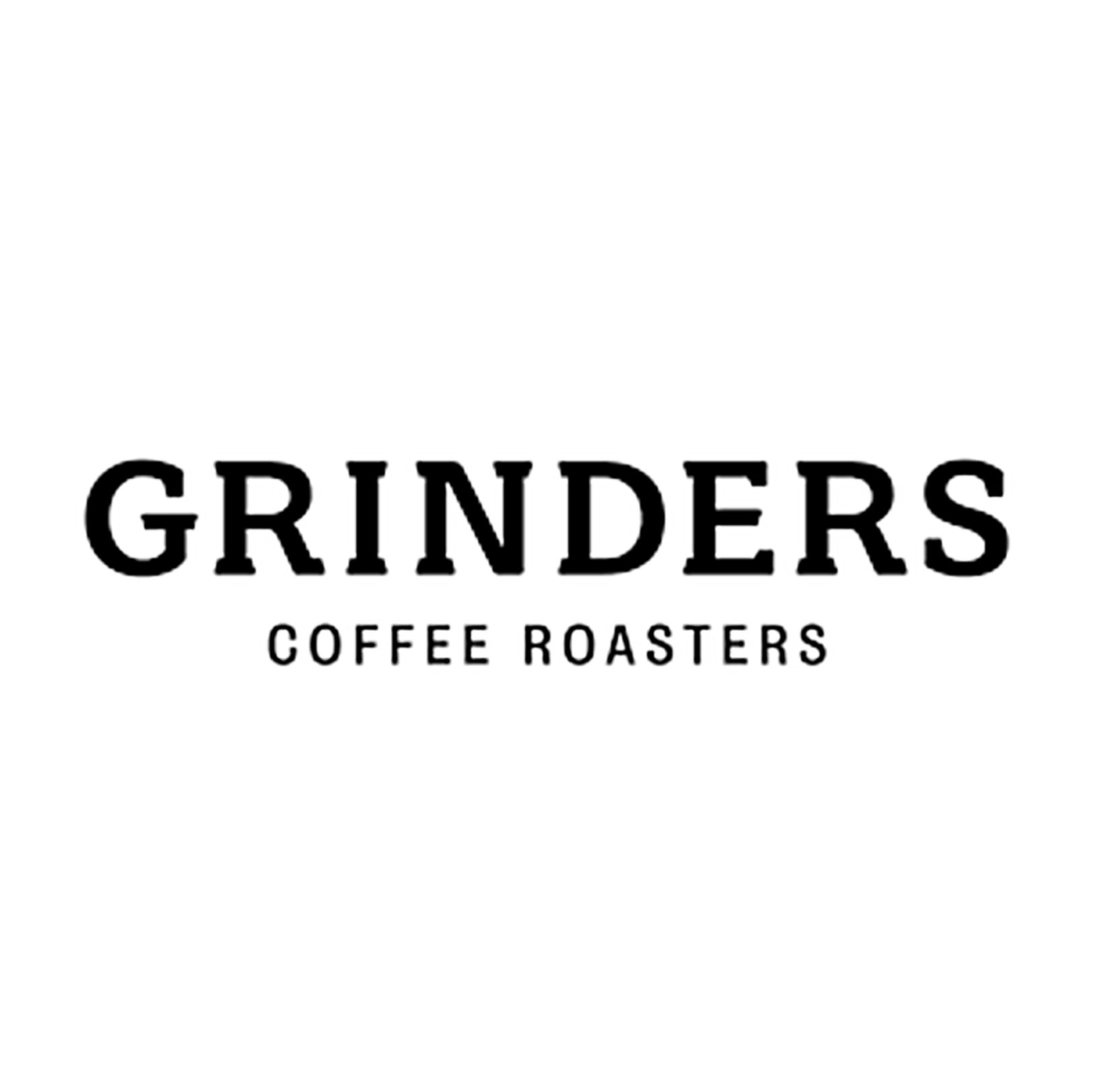 Logo for Grinder's Coffee Roasters featuring bold black text on a black background.