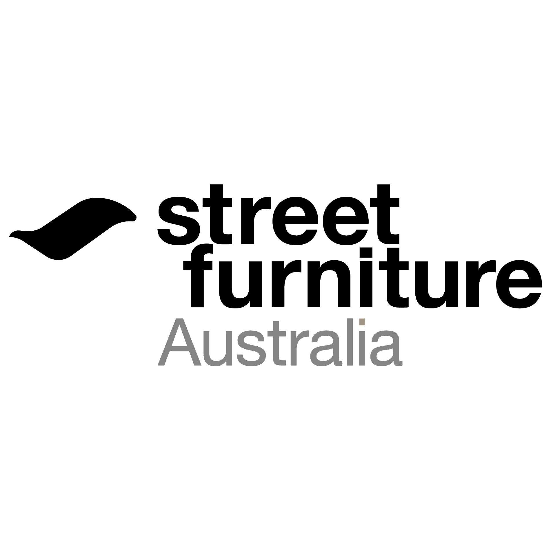 Logo for Street Furniture Australia, featuring a stylized leaf icon and text.
