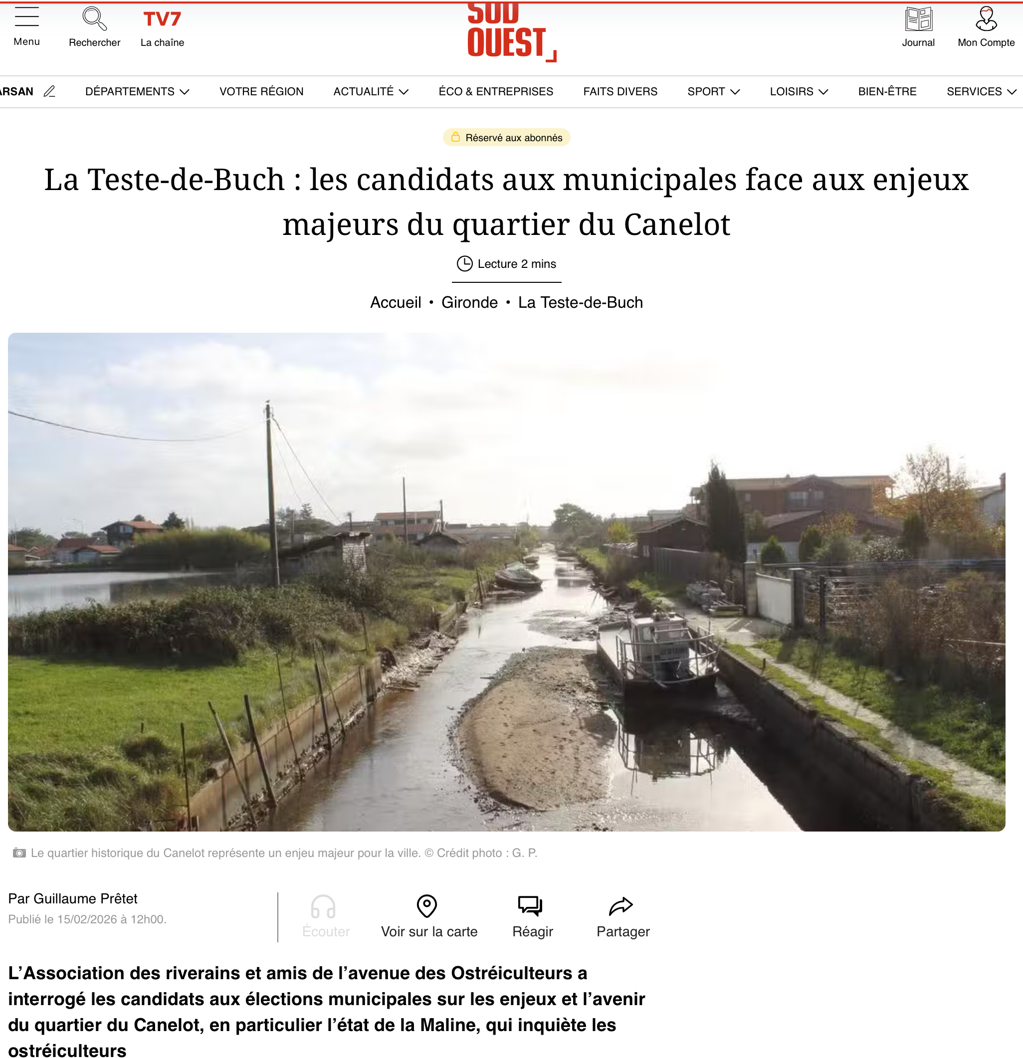 [SUD OUEST] Quartier du Canelot : « Il y a urgence à traiter ces sujets »