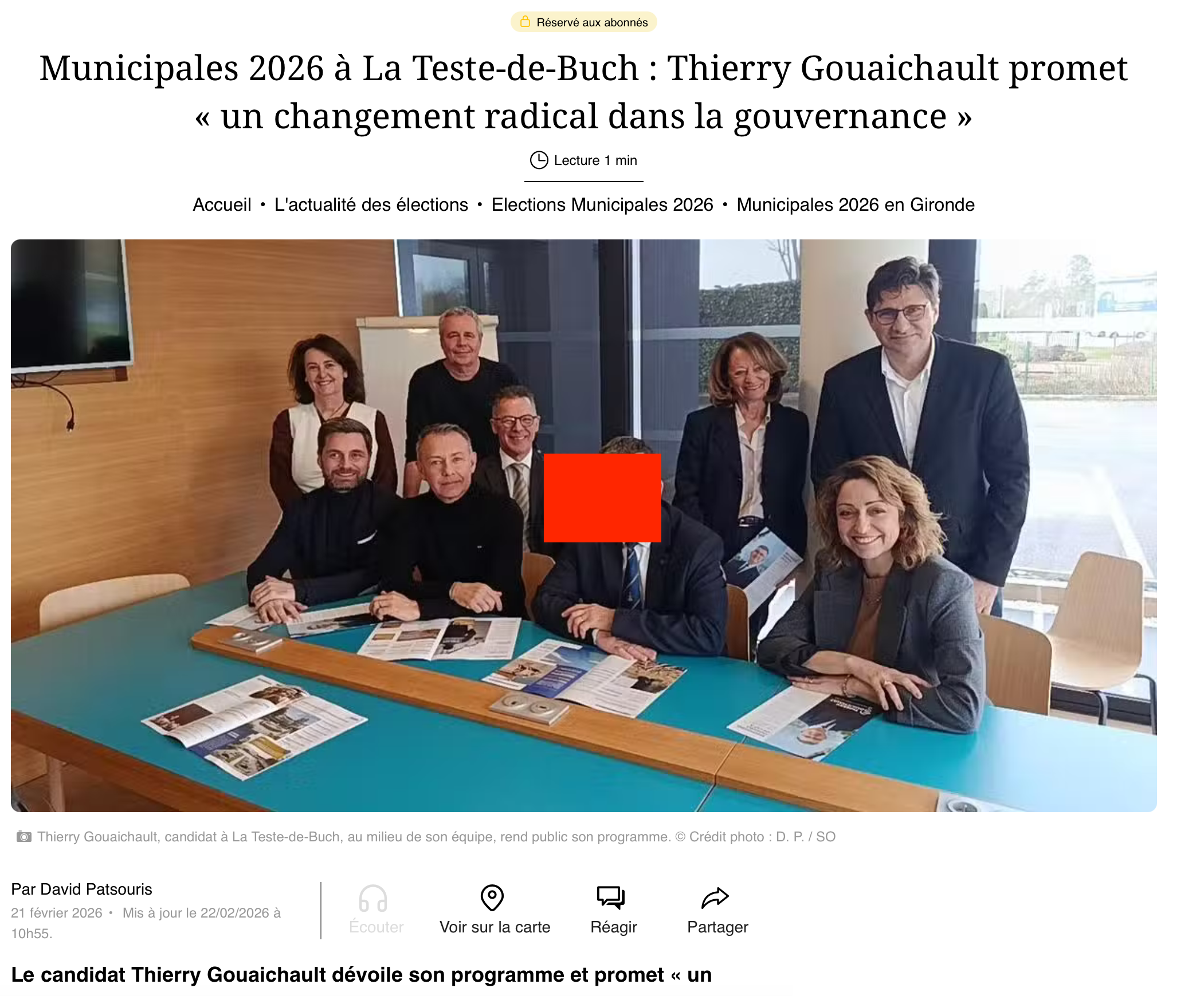 [SUD OUEST] Thierry Gouaichault promet «&nbsp;un changement radical dans la gouvernance&nbsp;»