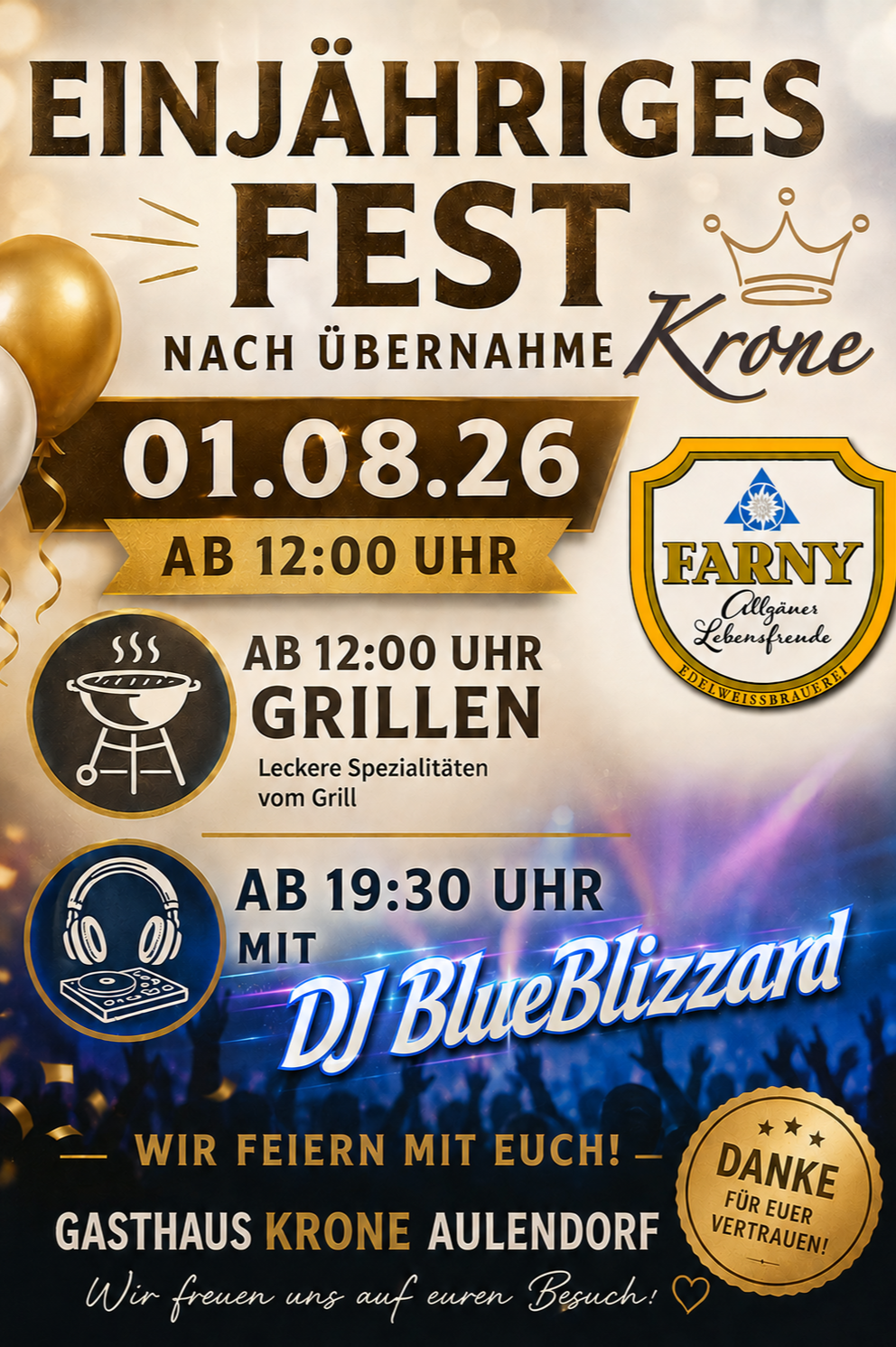 Einjähriges fest nach Übernahme