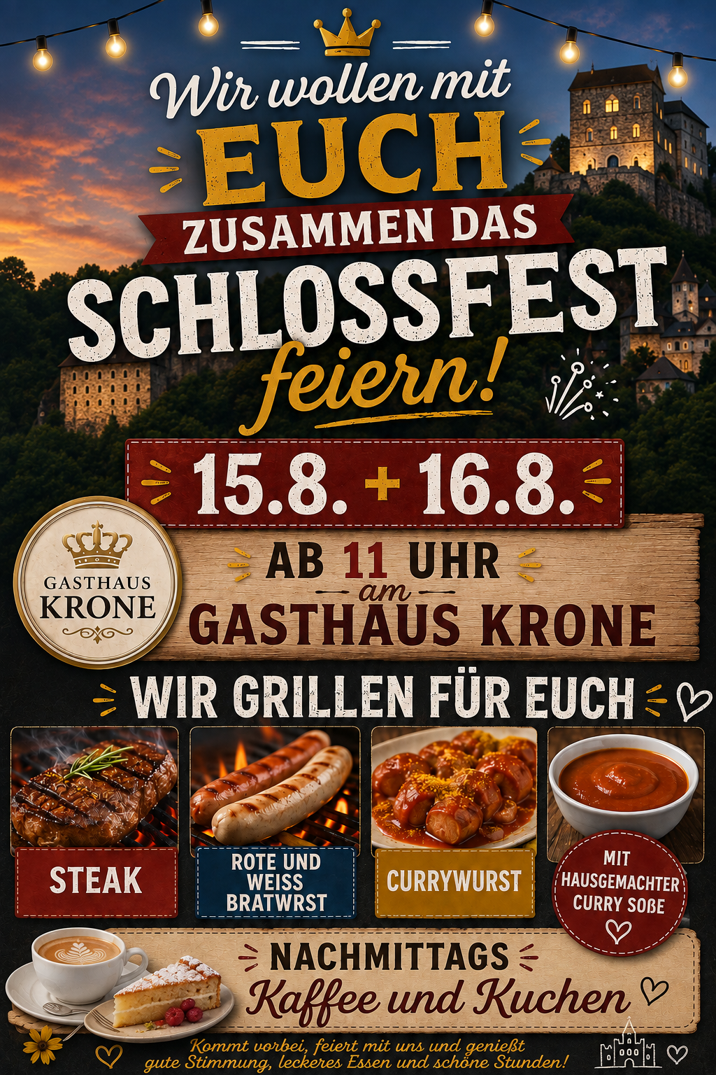 Wir wollen mit euch zusammen Das Schlossfest feiern