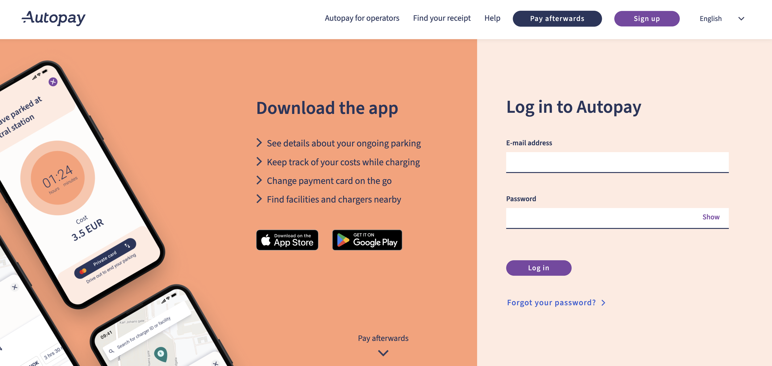 Screenshot of the AutoPay homepage.