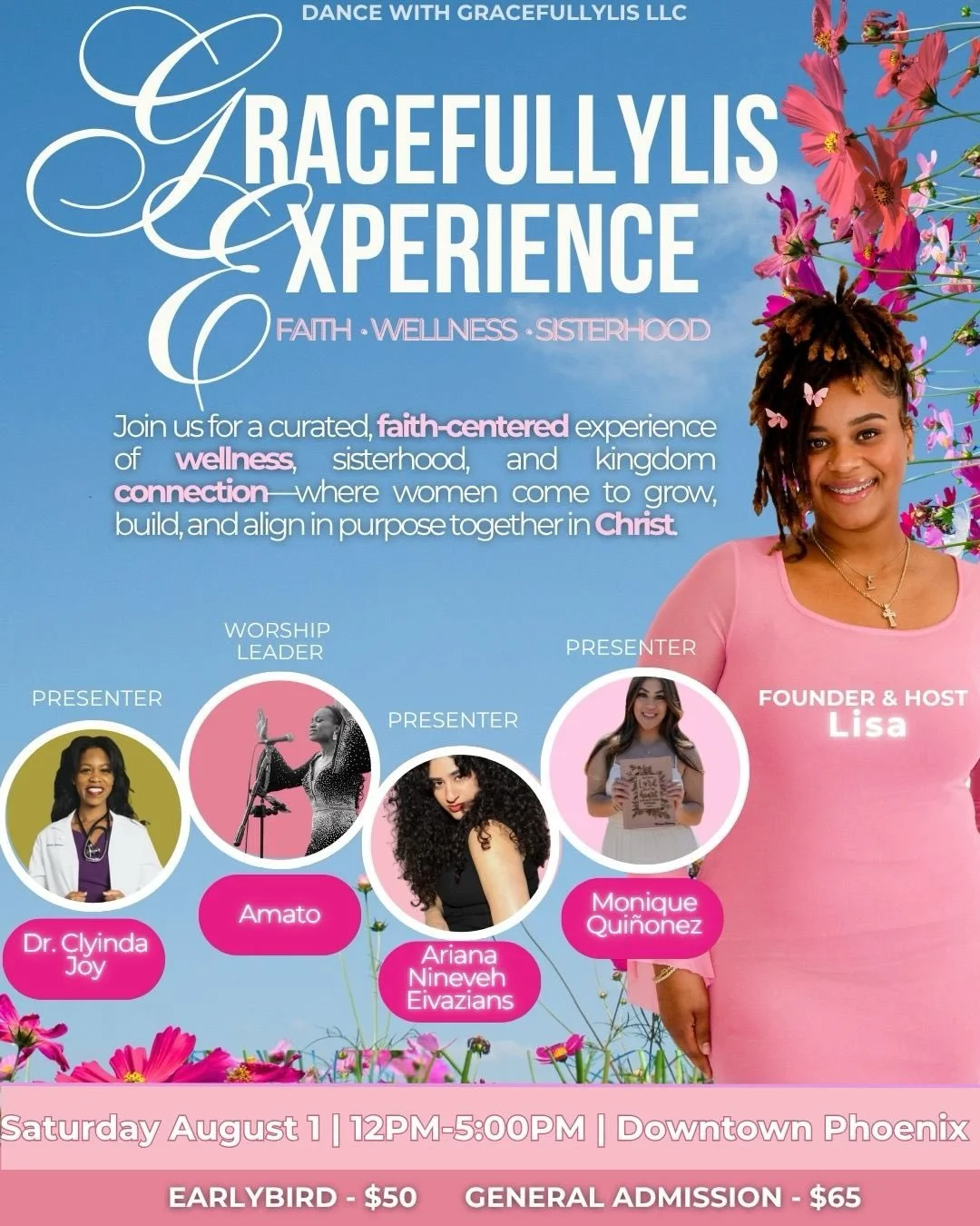 STOP SCROLLING, SIS 💕🎟️ TICKETS ARE LIVE!!

You need to be in this room.

The GracefullyLis Experience is where faith meets wellness, sisterhood, and purpose&mdash;a day designed to pour into you, spirit, mind, and body, all centered on Christ.

Ex