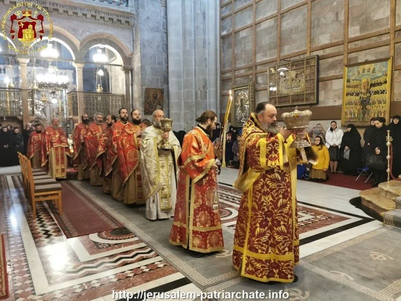 The Great Entrance of the Holy Gifts at Jerusalem Patriarchate, 2020.