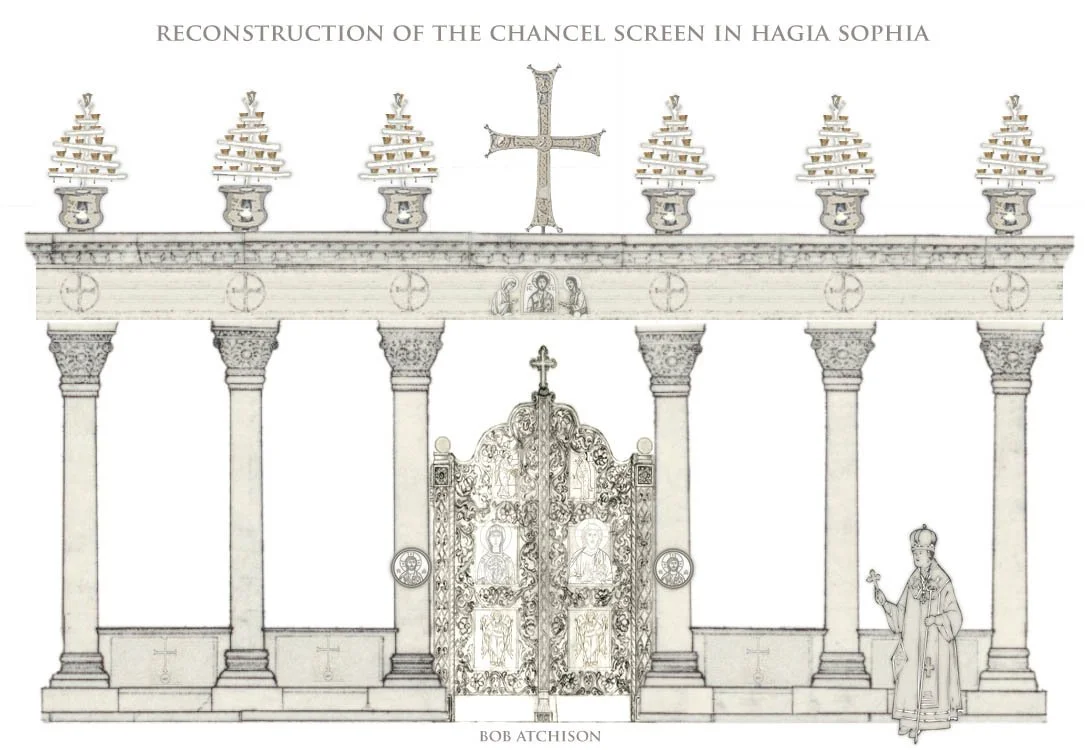 Reconstruction of the chancel barrier in Hagio Sophia as of 563 by Bob Atchison