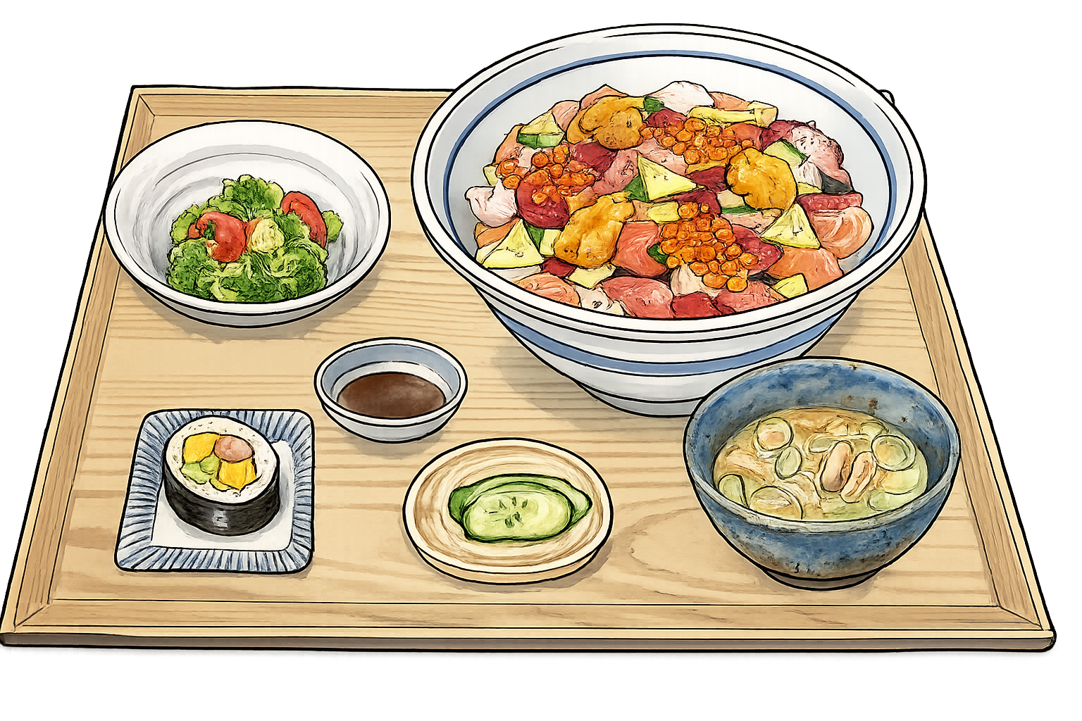 Bara Chirashi (Cubed raw seafoods rice bowl Kansai style)