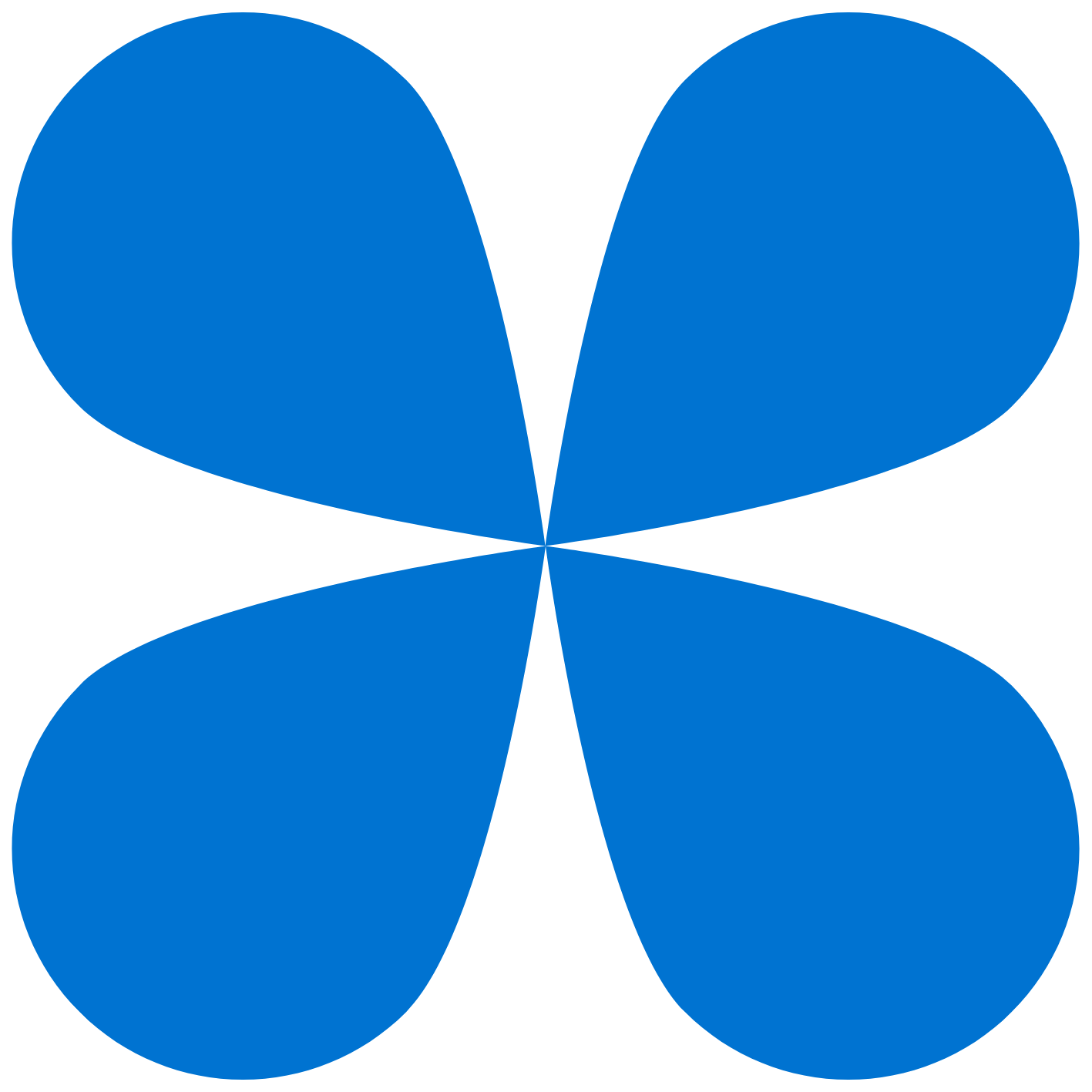 Blue four-petal flower with black background.