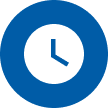 Clock icon with a white clock face and blue background