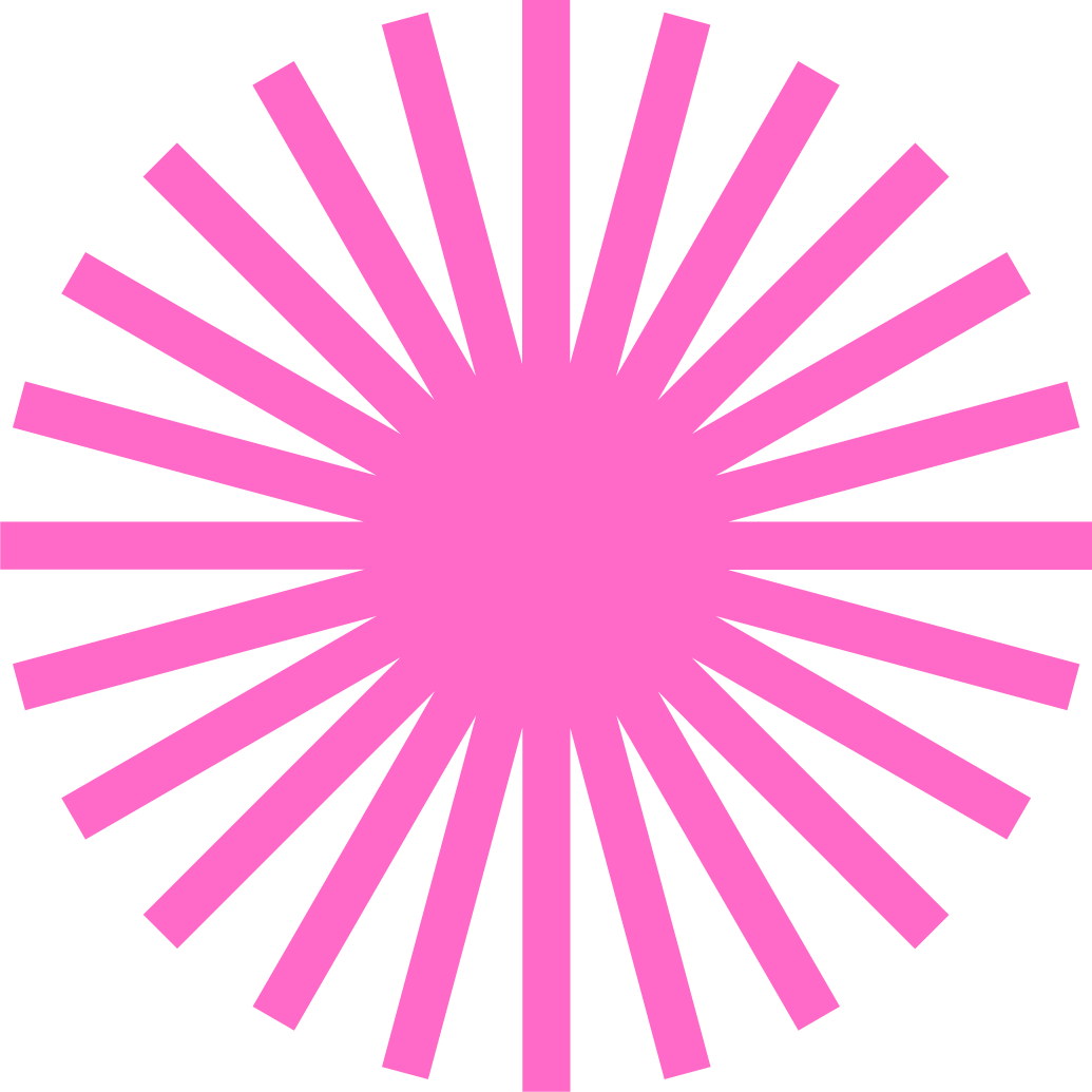 Pink radial burst pattern with lines radiating from a central point.