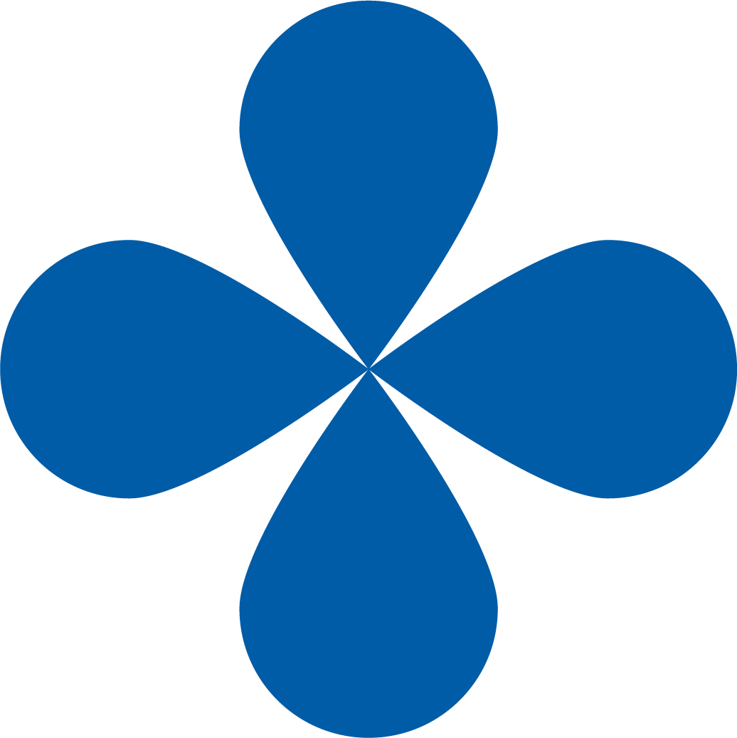 Blue four-leaf clover illustration.