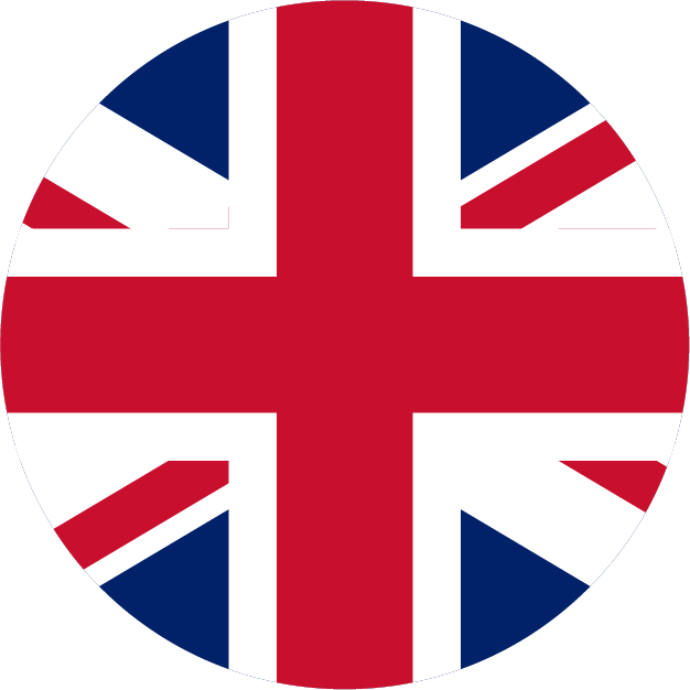 Circular image of the Union Jack flag of the United Kingdom, featuring red, white, and blue colors.
