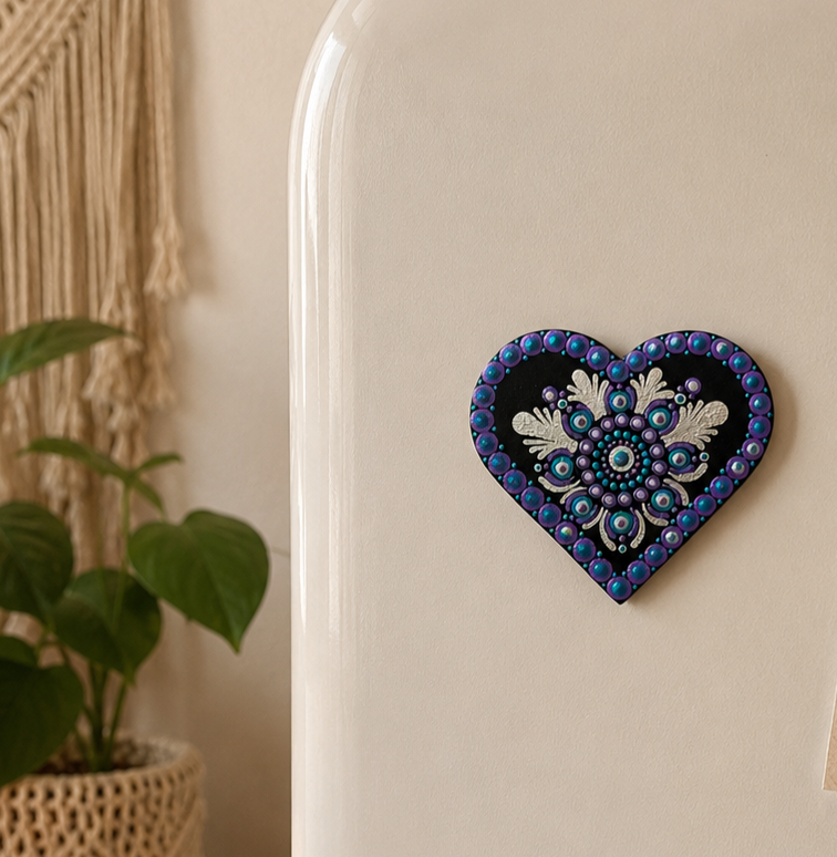 Heart Magnet - 9cm -  One Of A Kind Original Artwork