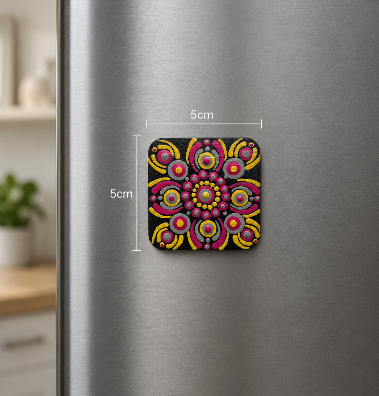 Mini Mandala Fridge Magnet  - One Of A Kind Artwork - Only One Available