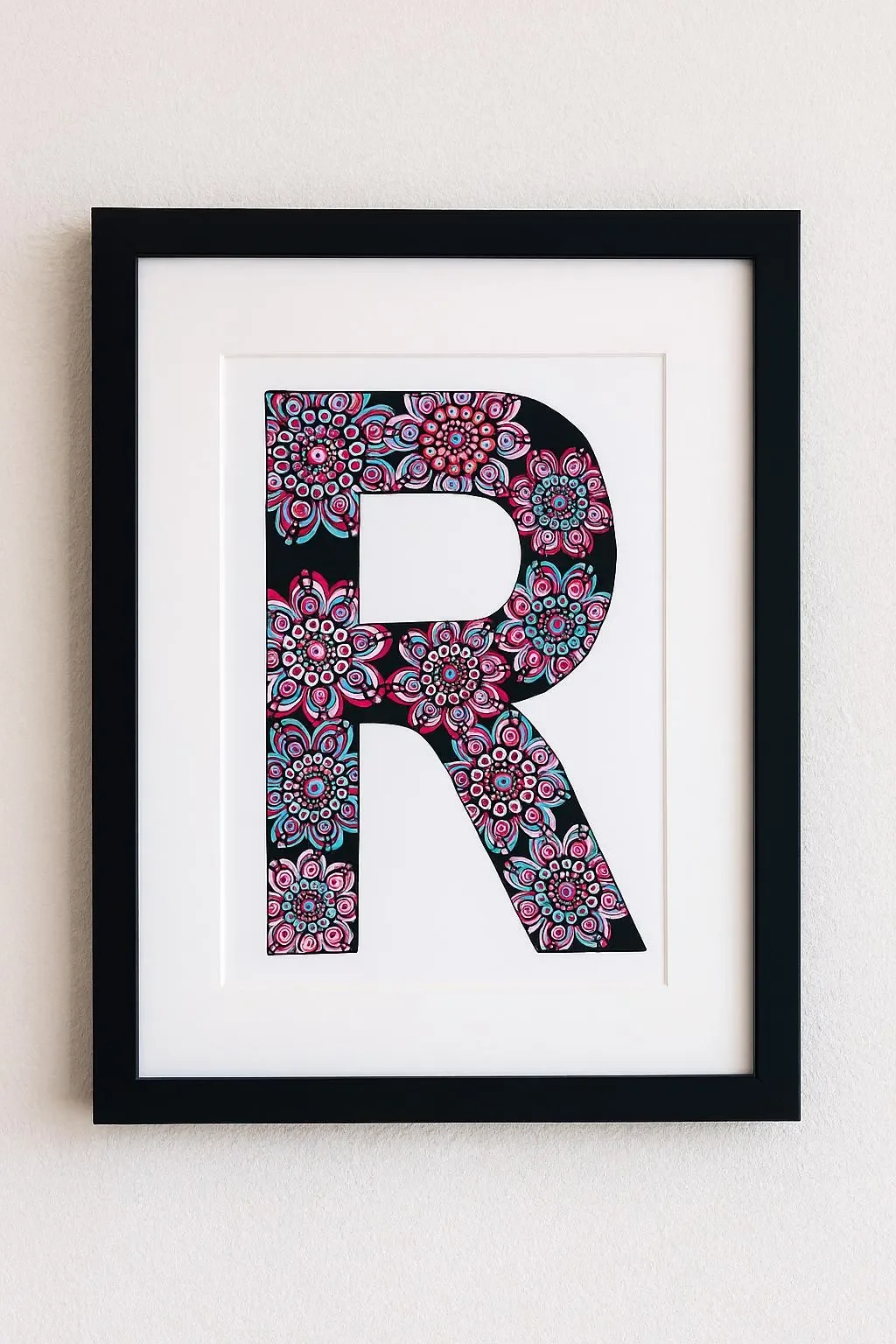 Mandala Initial Letter R - 21.5cm x 28 cm