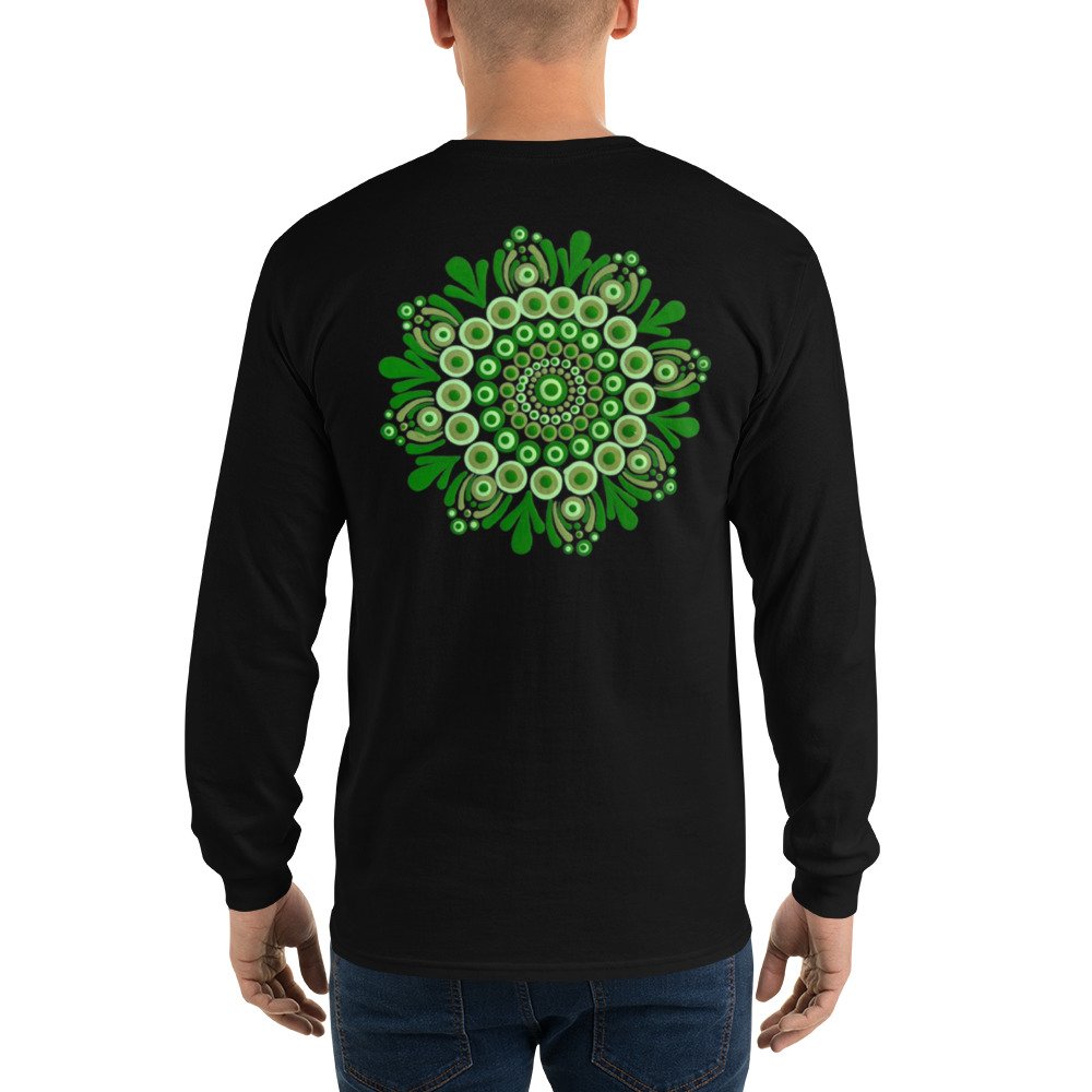 Adult Long Sleeve Shirt Green BACK Mandala