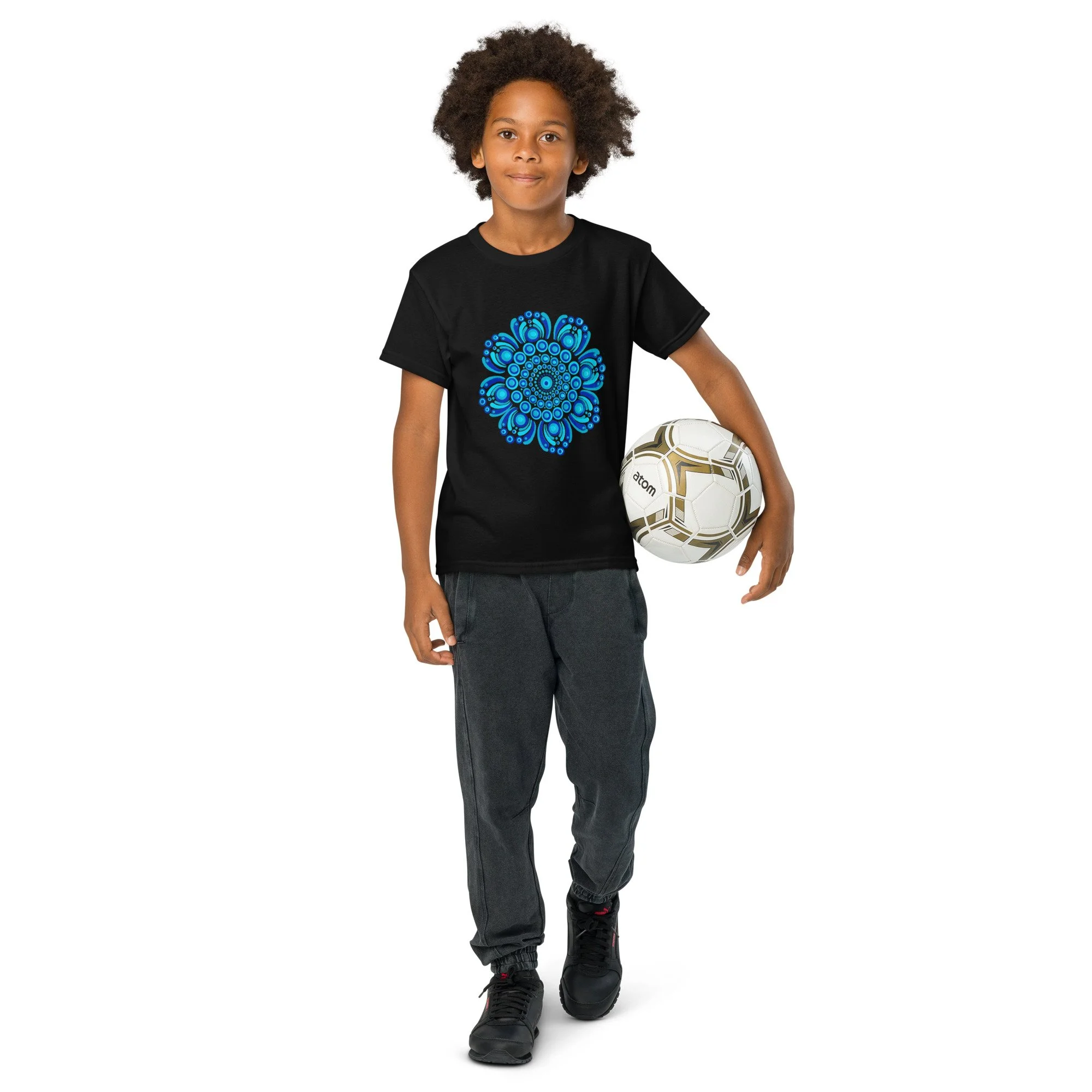 Youth T-shirt Blue Mandala Design