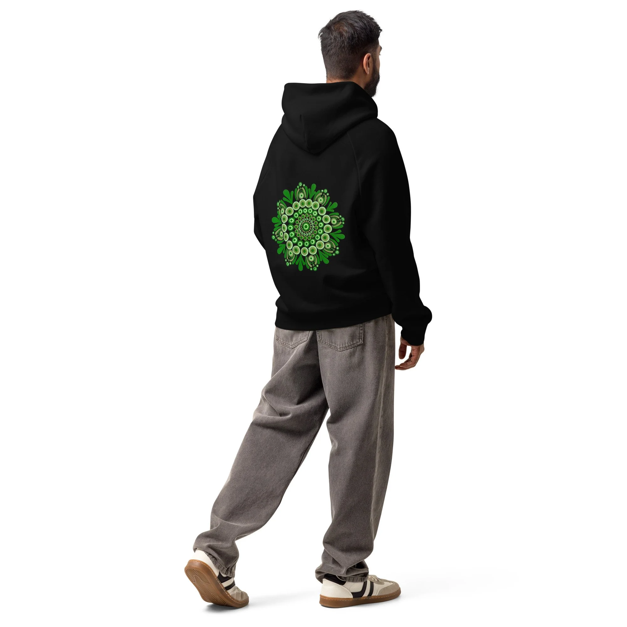 Unisex Super Heavyweight Hoodie | Green Mandala BACK