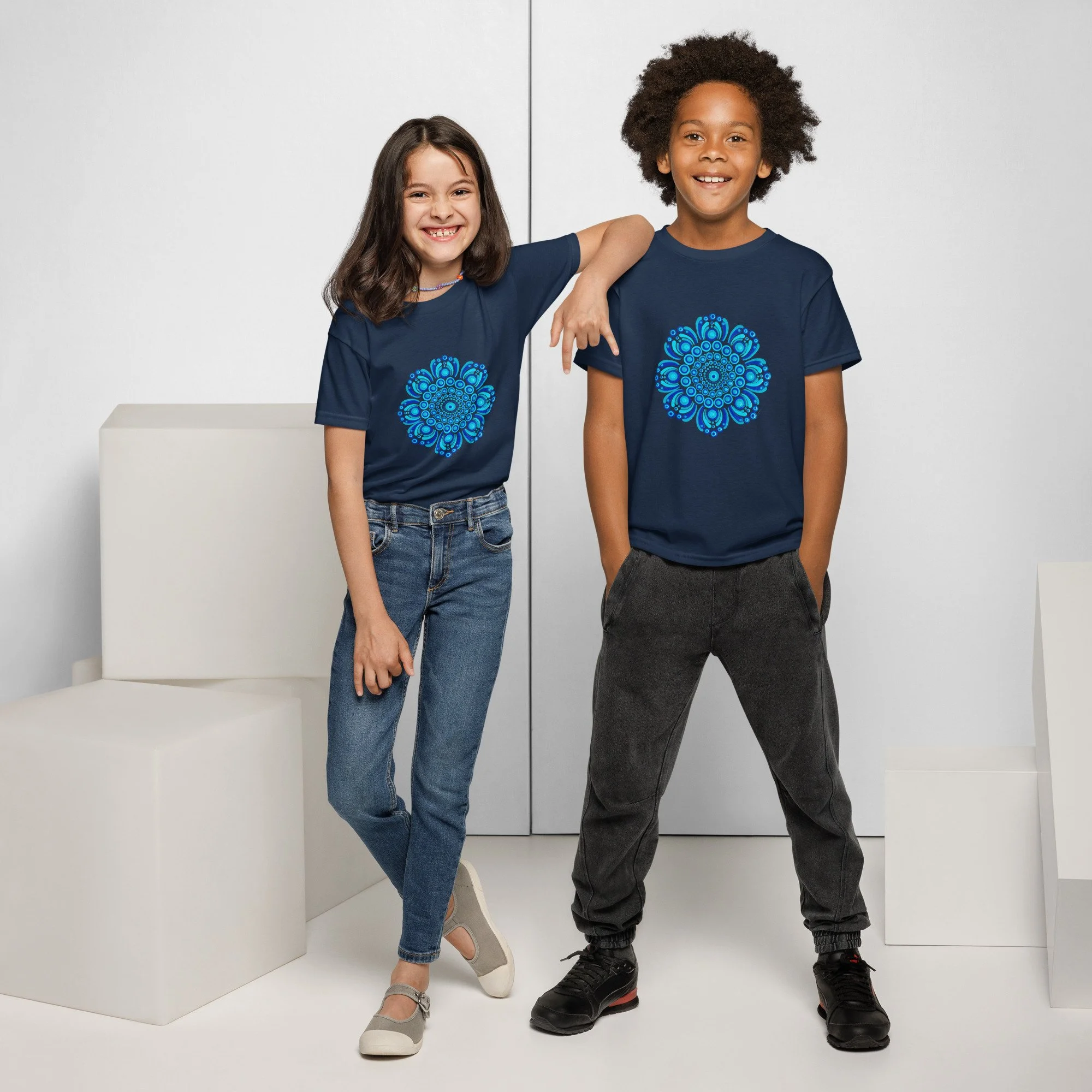 Youth T-shirt Navy / Blue Mandala