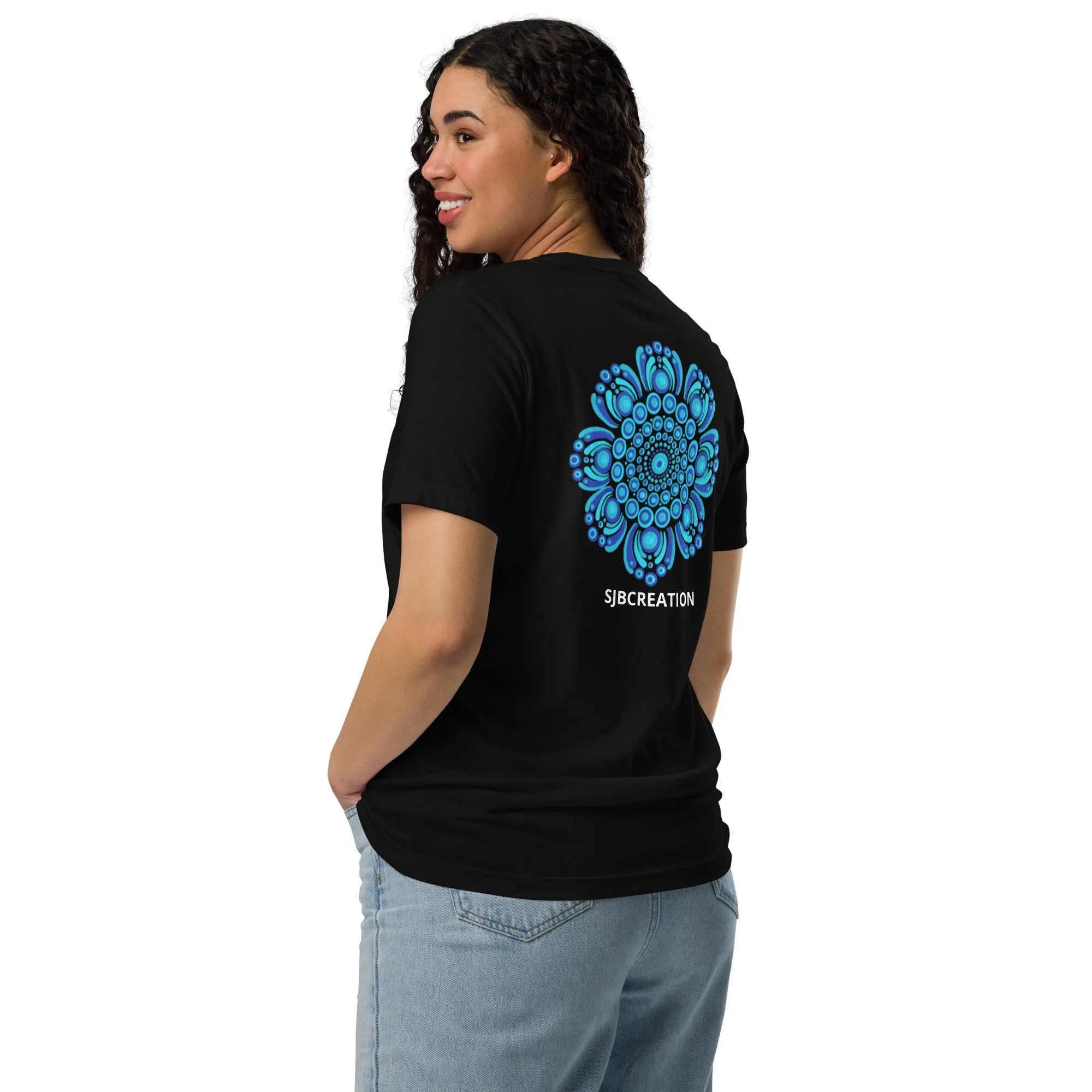 Unisex T-shirt - Mandala Blue Flower Back Design