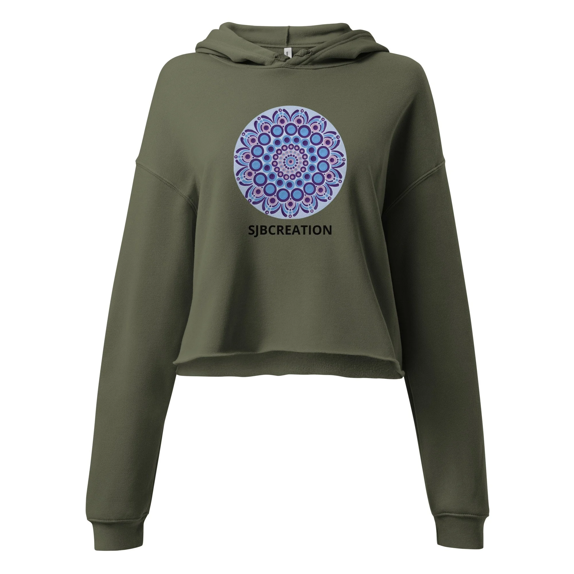 Crop Hoodie Grey - Round Mandala