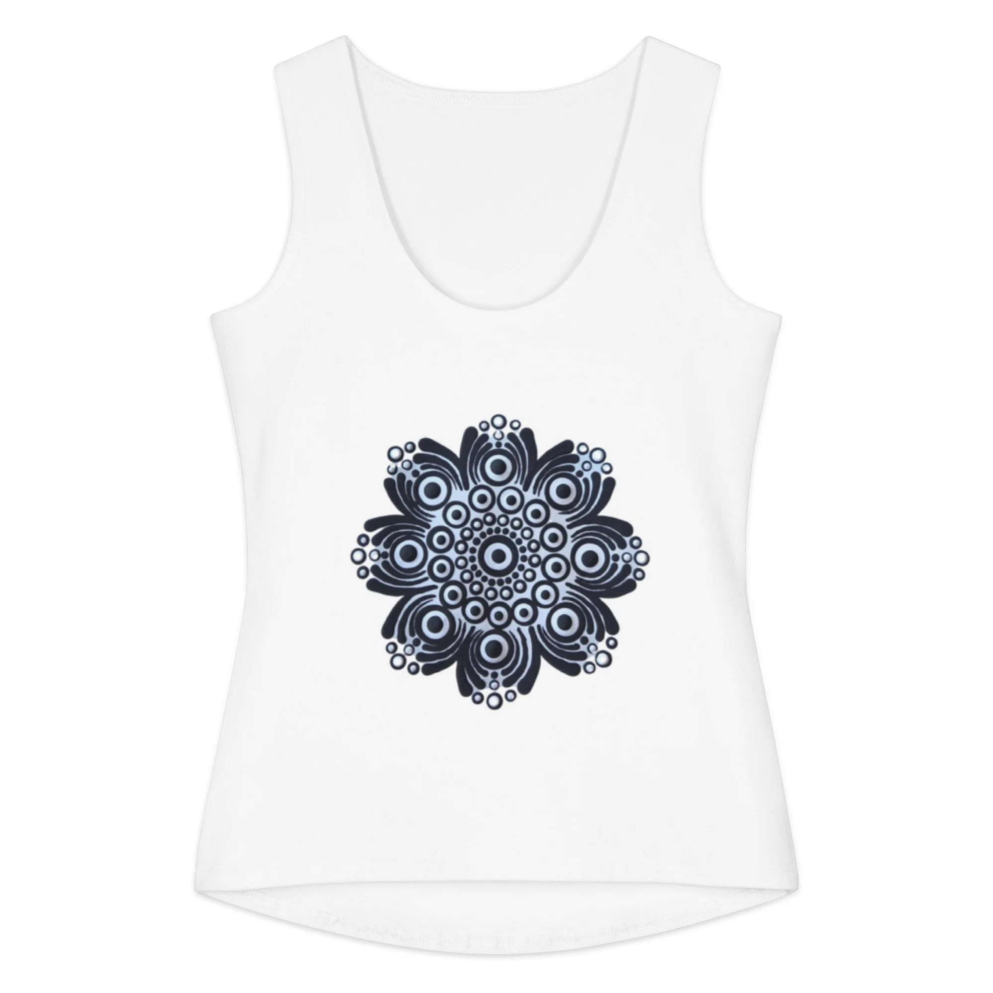 Women's Cotton Tank Top - Black Front Mandala