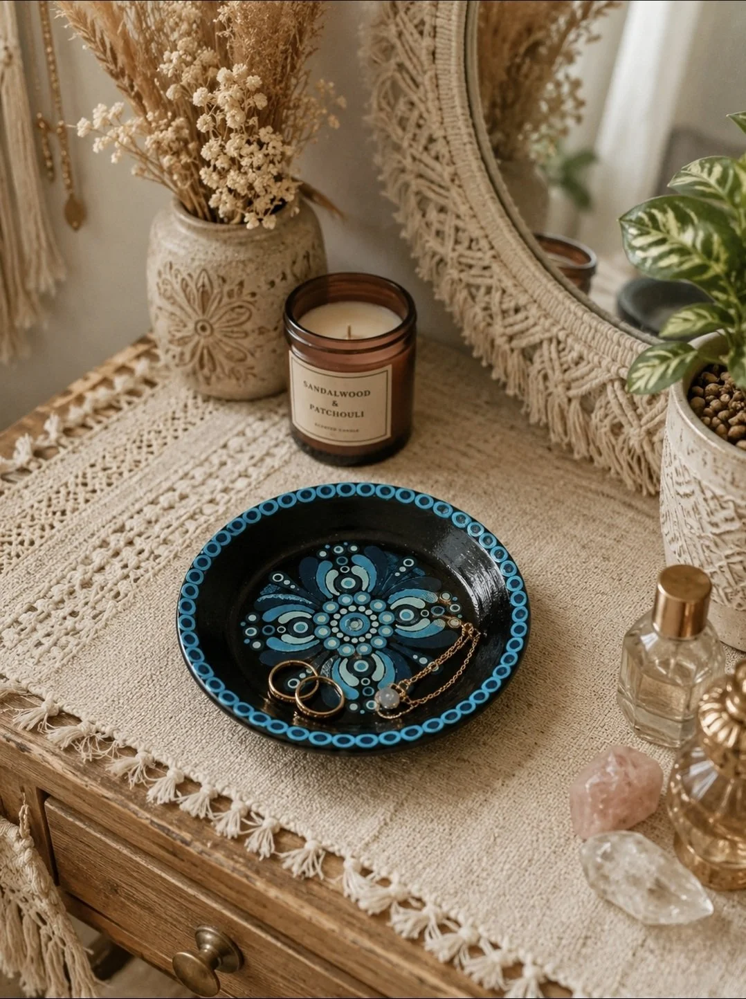 Mini Trinket Dish Dark Blue and Grey  - One Of A Kind Artwork