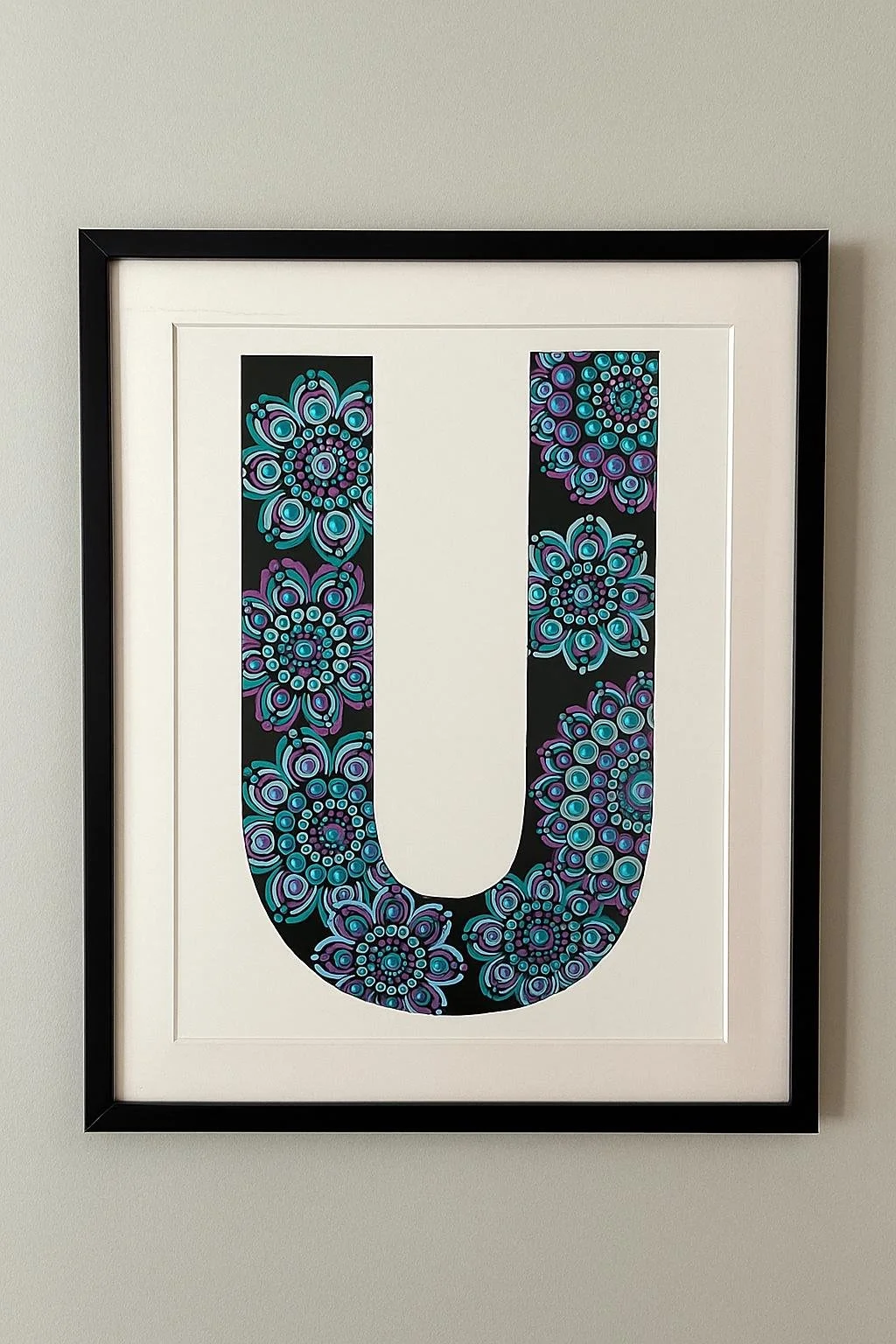 Mandala Initial Letter U - 21.5cm x 28 cm