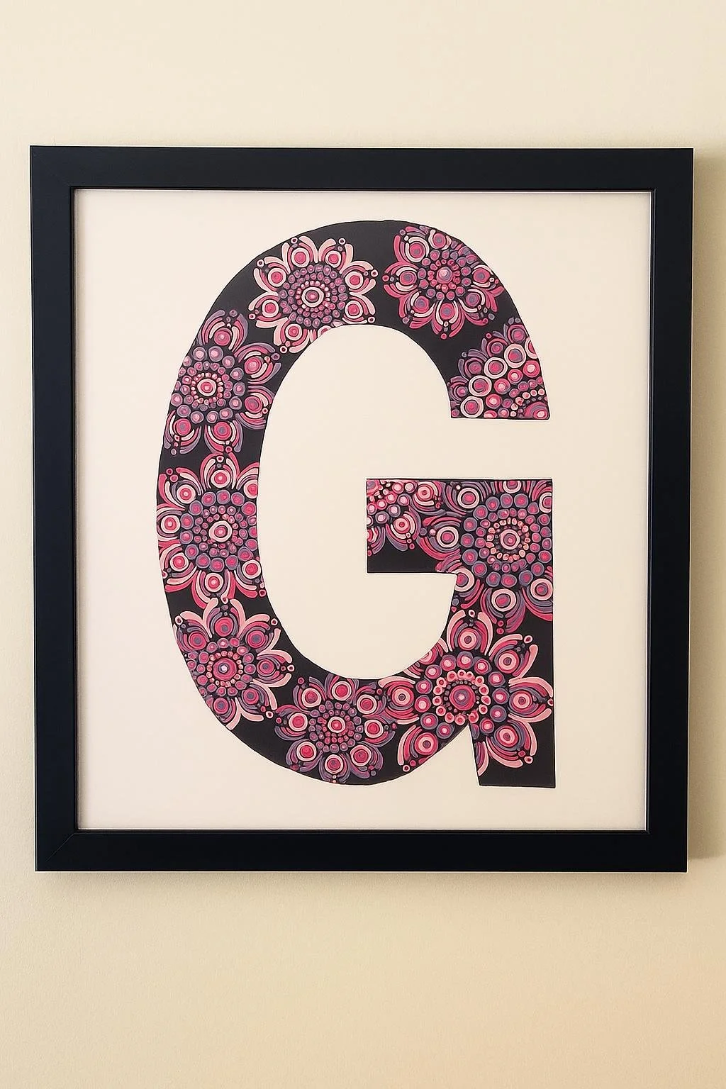 Mandala Initial Letter G - 21.5cm x 28 cm