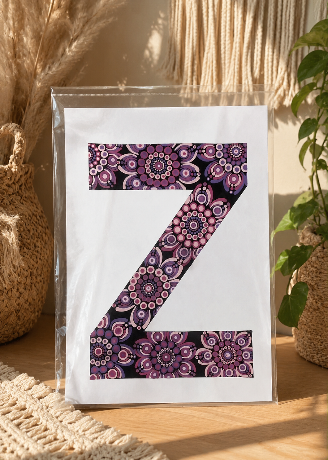 A4 Mandala Initial Letter - Z - One Of A Kind Artwork