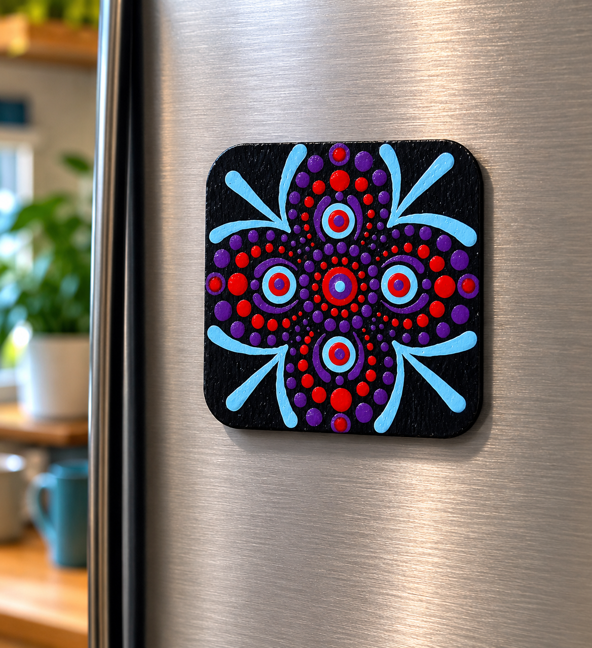 Mini Mandala Fridge Magnet - One Of A Kind Artwork - Only One Available