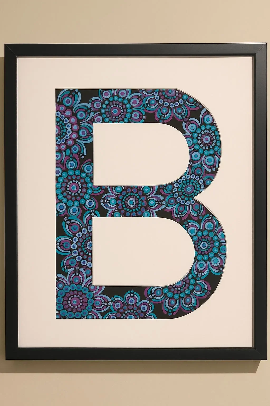Mandala Initial Letter B - 21.5cm x 28 cm