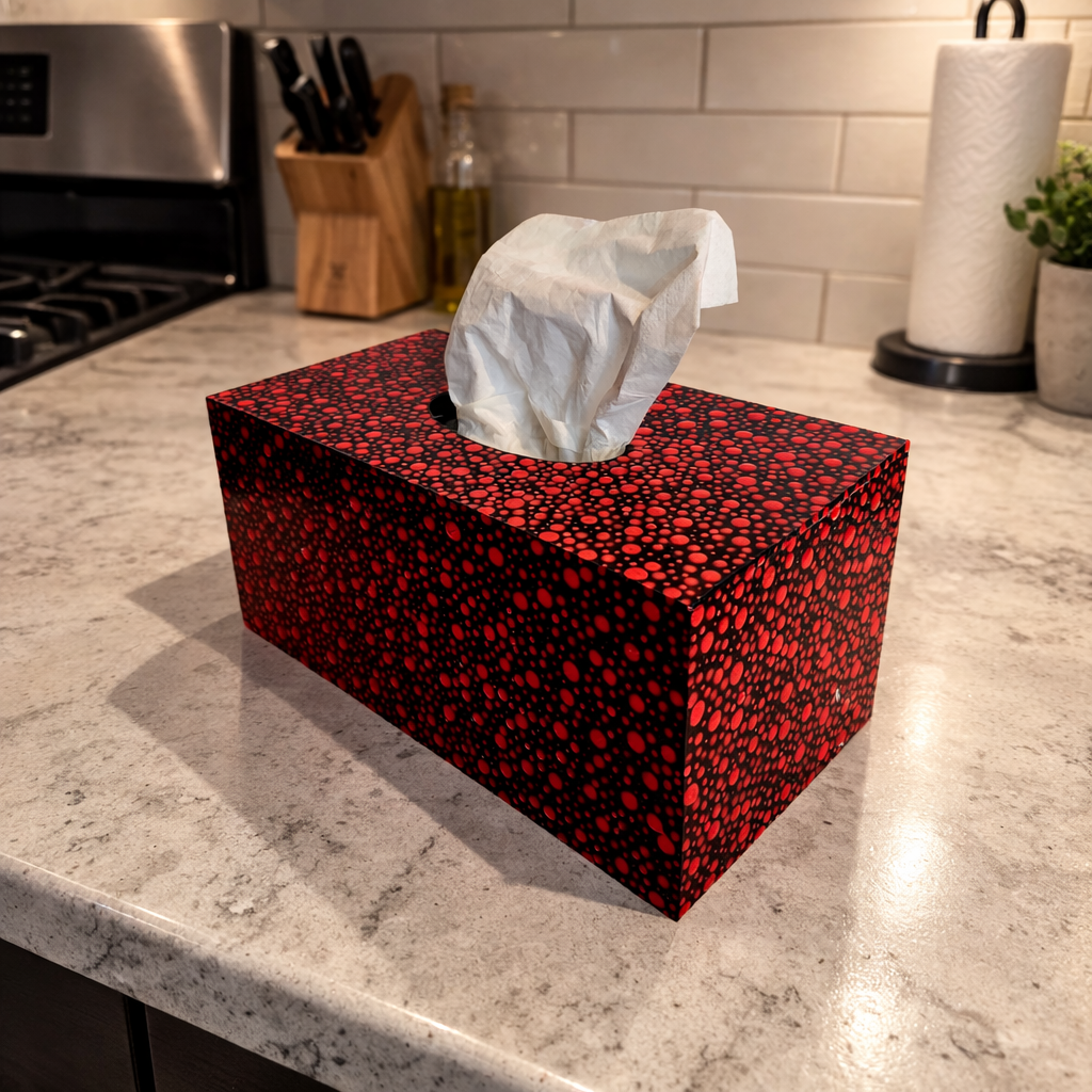 Polka Dot Tissue Box Cover - Red