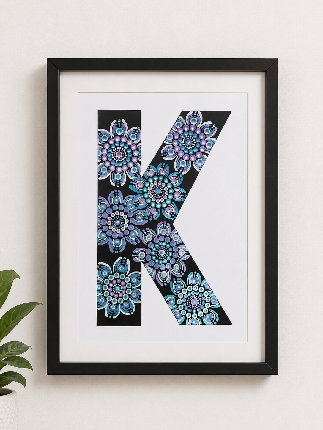 A4 Mandala Initial Letter - K - One Of A Kind Artwork (Copy)