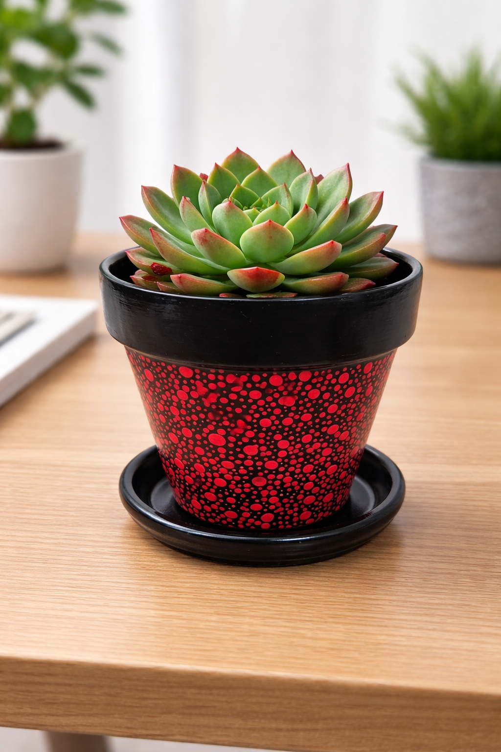 Red Terracotta Polka Dot Pot - 17cm