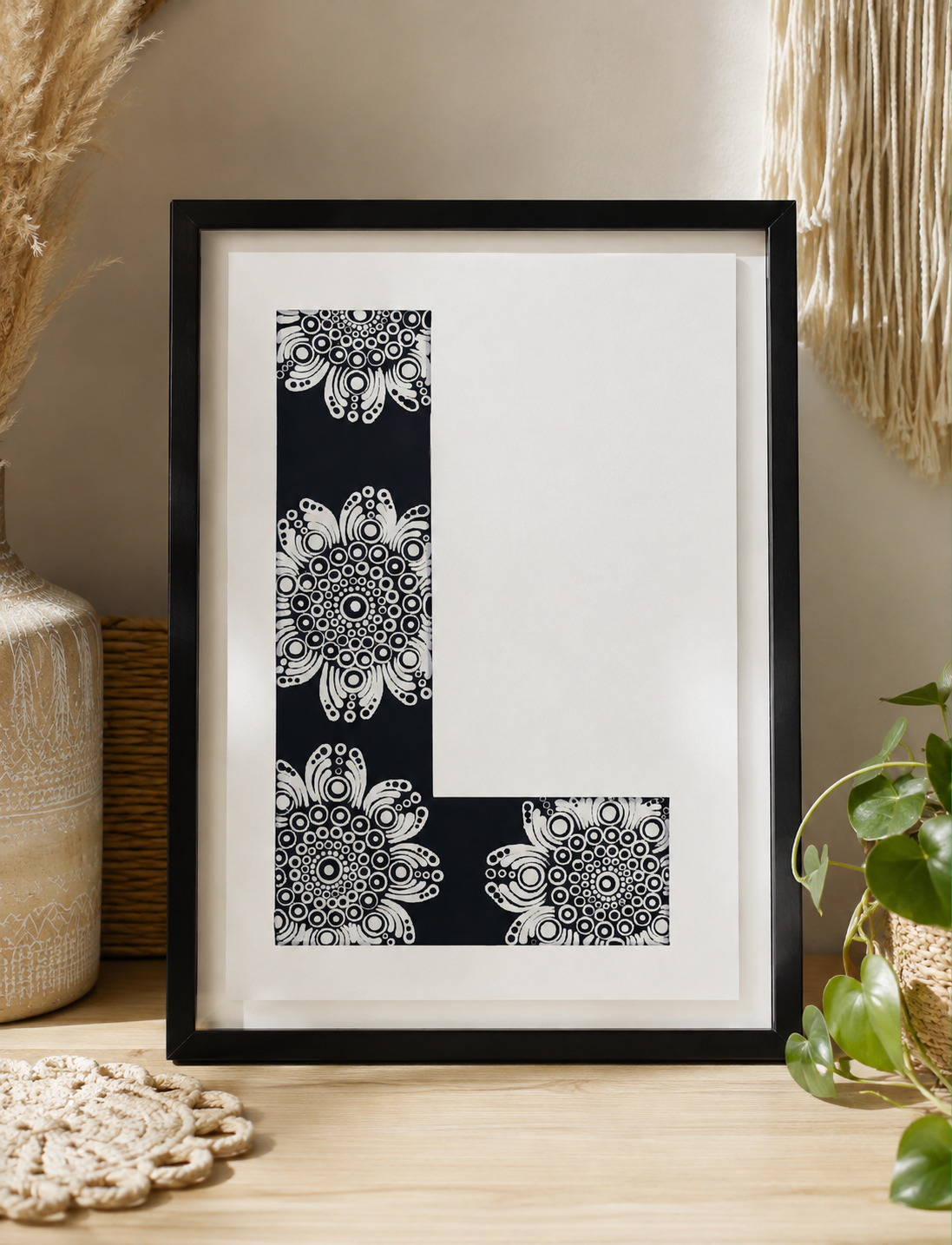 A4 Mandala Initial Letter - L - One Of A Kind Artwork
