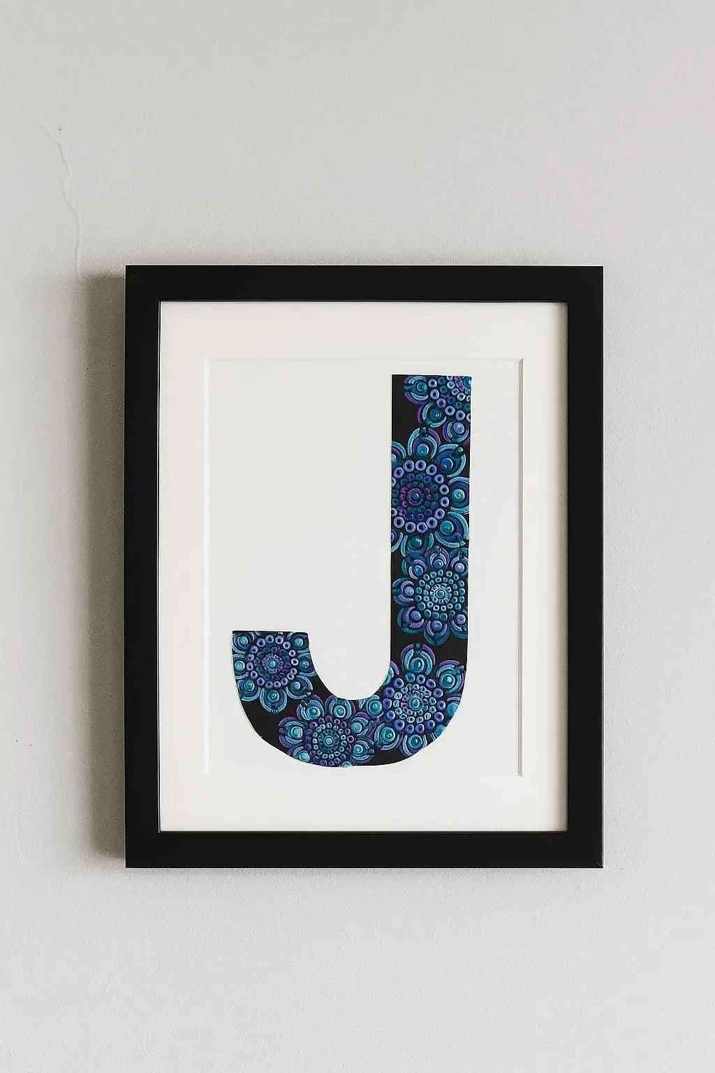 Mandala Initial Letter J - 21.5cm x 28 cm