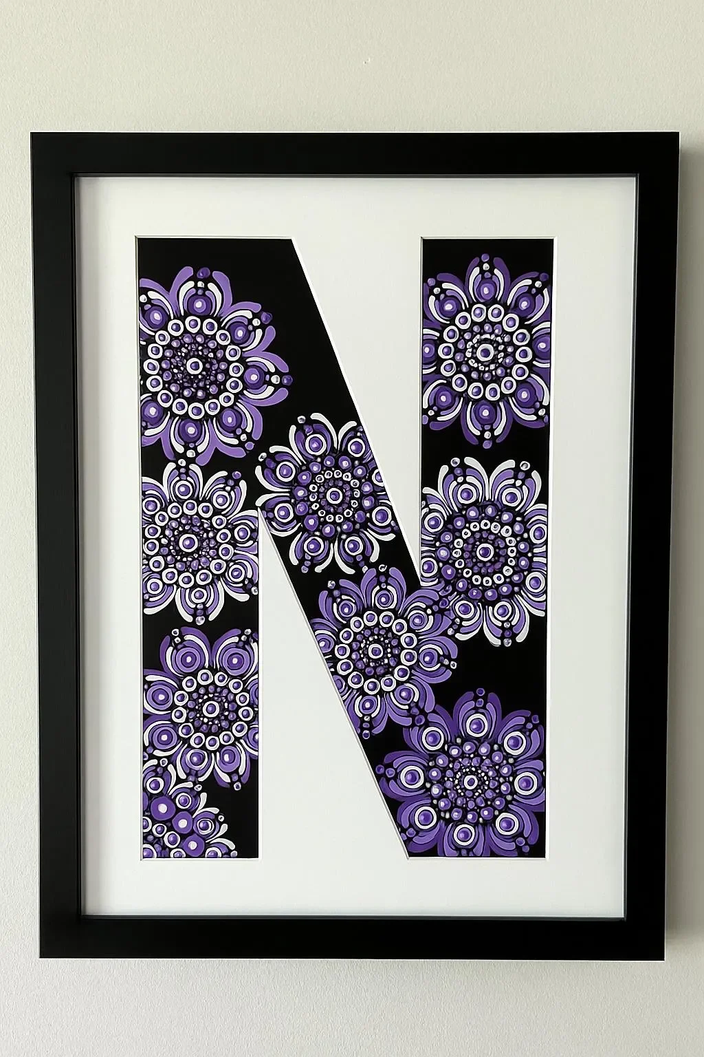 Mandala Initial Letter N - 21.5cm x 28 cm