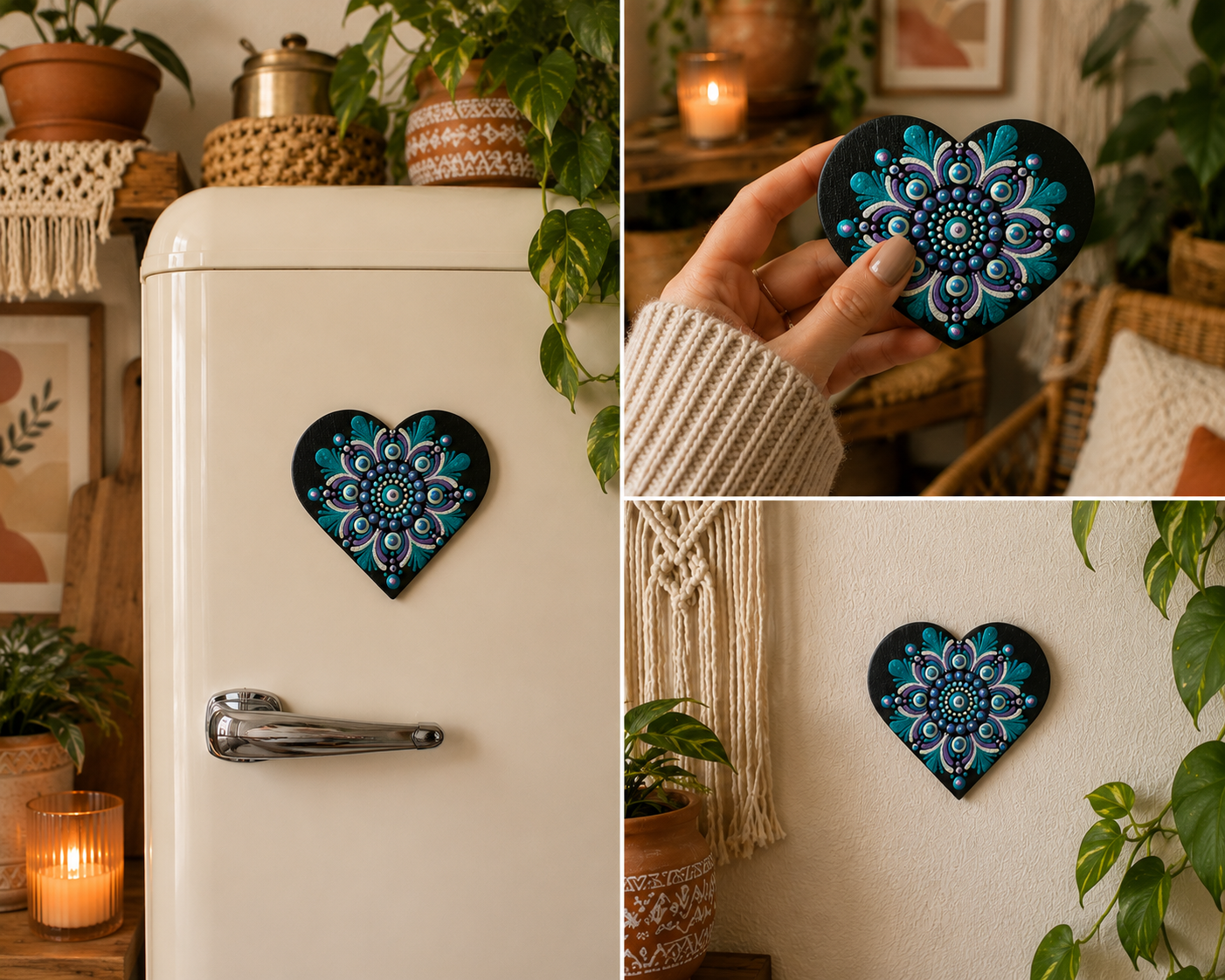 Heart Magnet - 9cm -  One Of A Kind Original Artwork